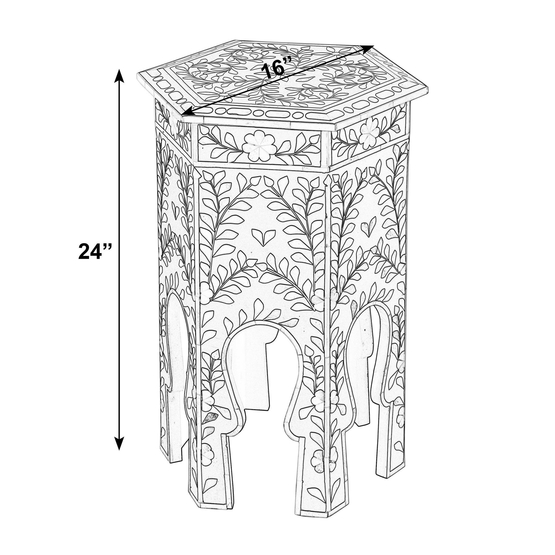 Butler Specialty Company Amaya 16 in. W Hexagon Bone Inlay Side Table, Black, White