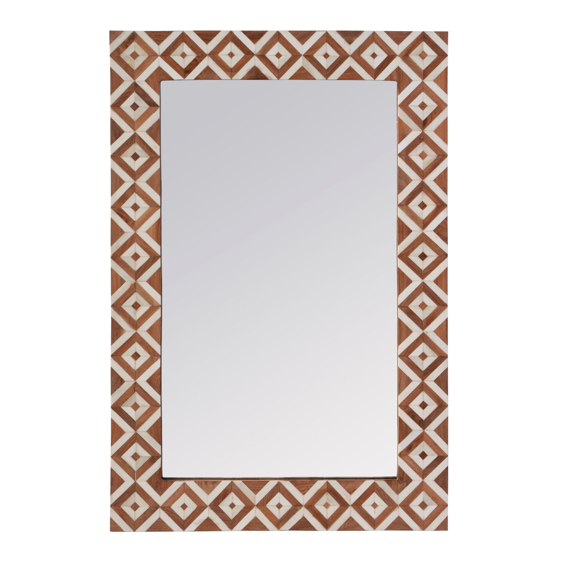 Butler Specialty Company Verona 24 in. W x 36" H Rectangular Bone-Inlay Wall Mirror, Brown, Tan
