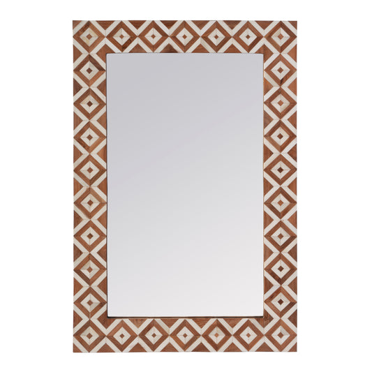 Butler Specialty Company Verona 24 in. W x 36" H Rectangular Bone-Inlay Wall Mirror, Brown, Tan