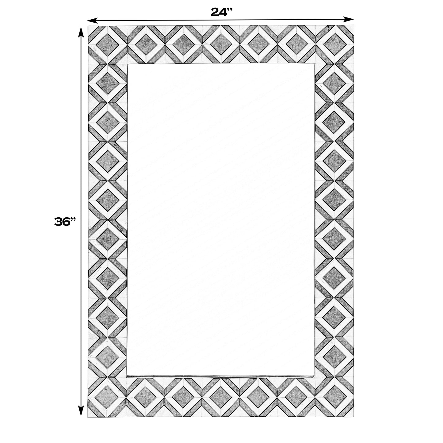Butler Specialty Company Verona 24 in. W x 36" H Rectangular Bone-Inlay Wall Mirror, Brown, Tan