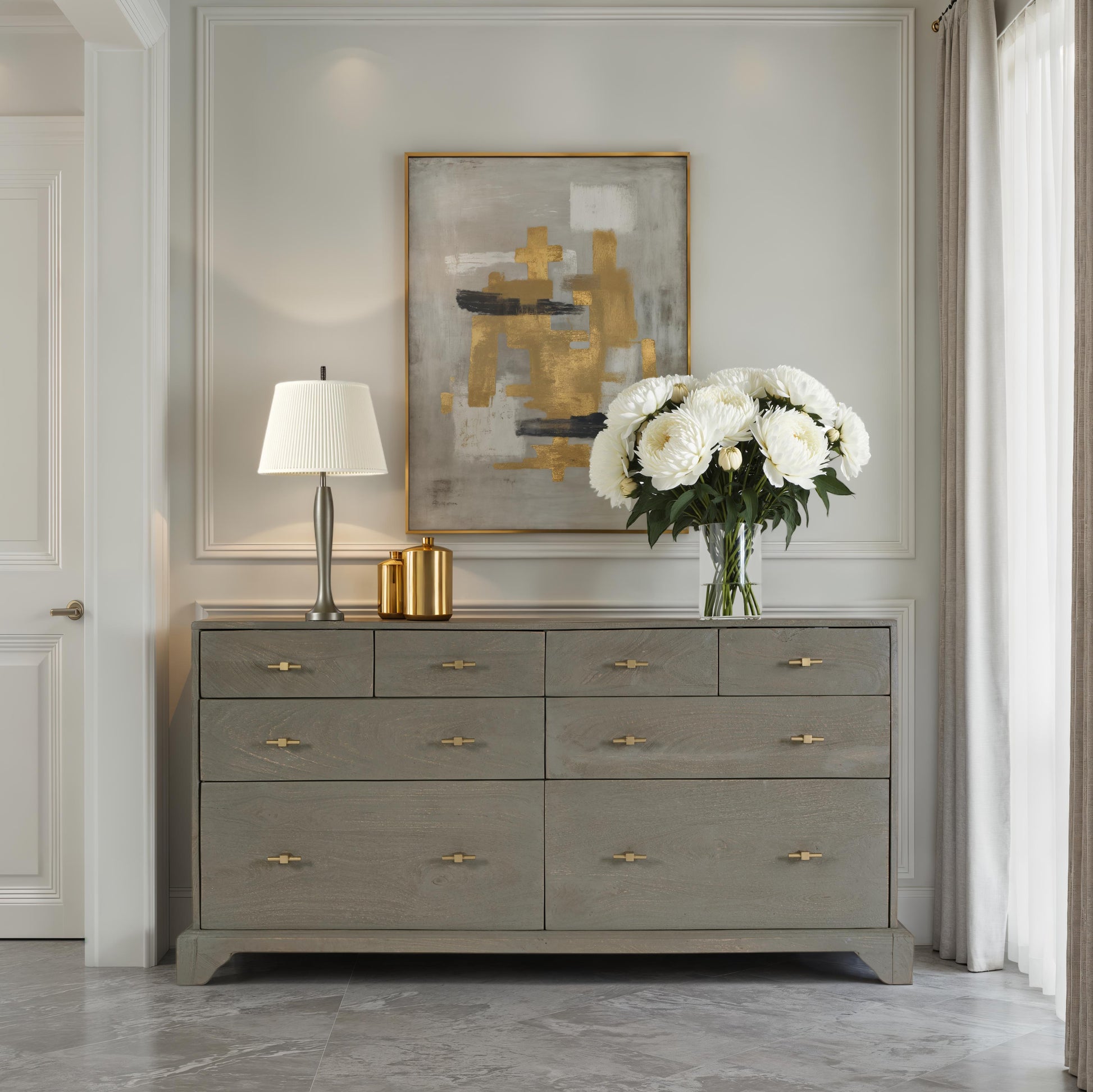 Butler Specialty Company Faro 55 in. W Rectangular Wood 8 Drawer Dresser, Gray