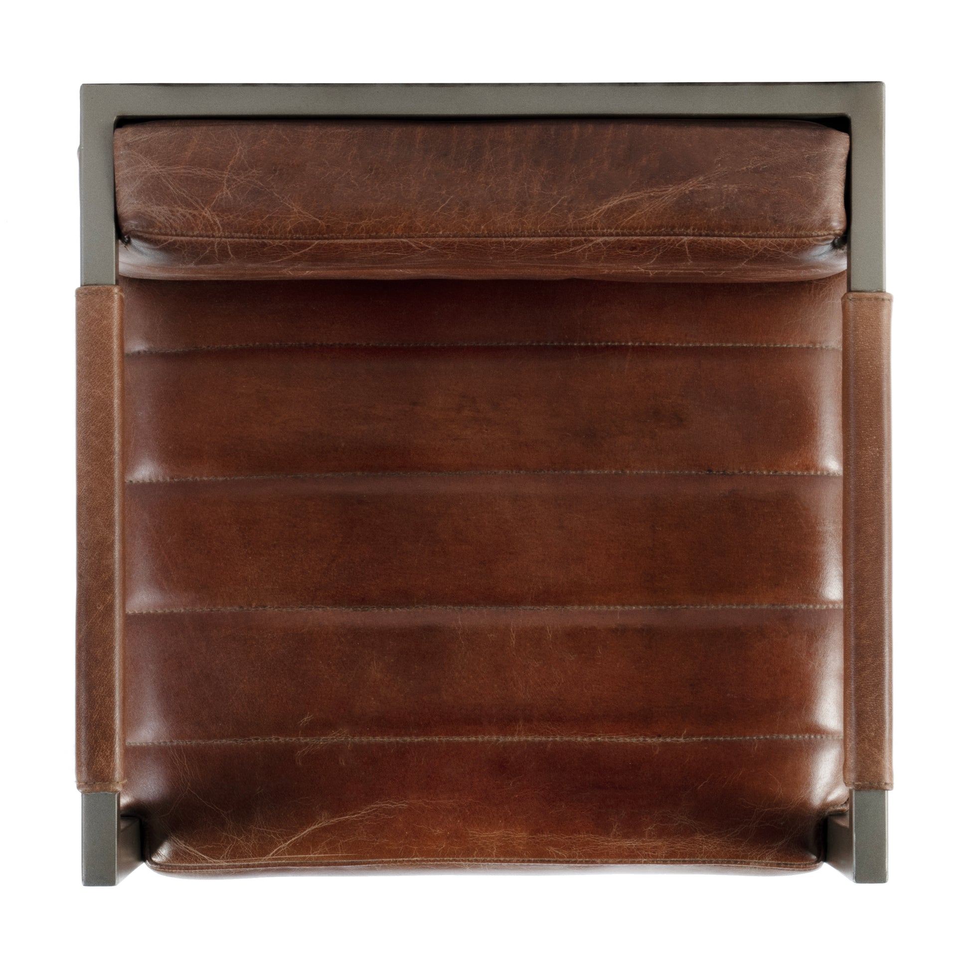 Butler Specialty Company Dennis 31 in. Seat Height Leather and Iron Accent Stool with Low Back, Brown