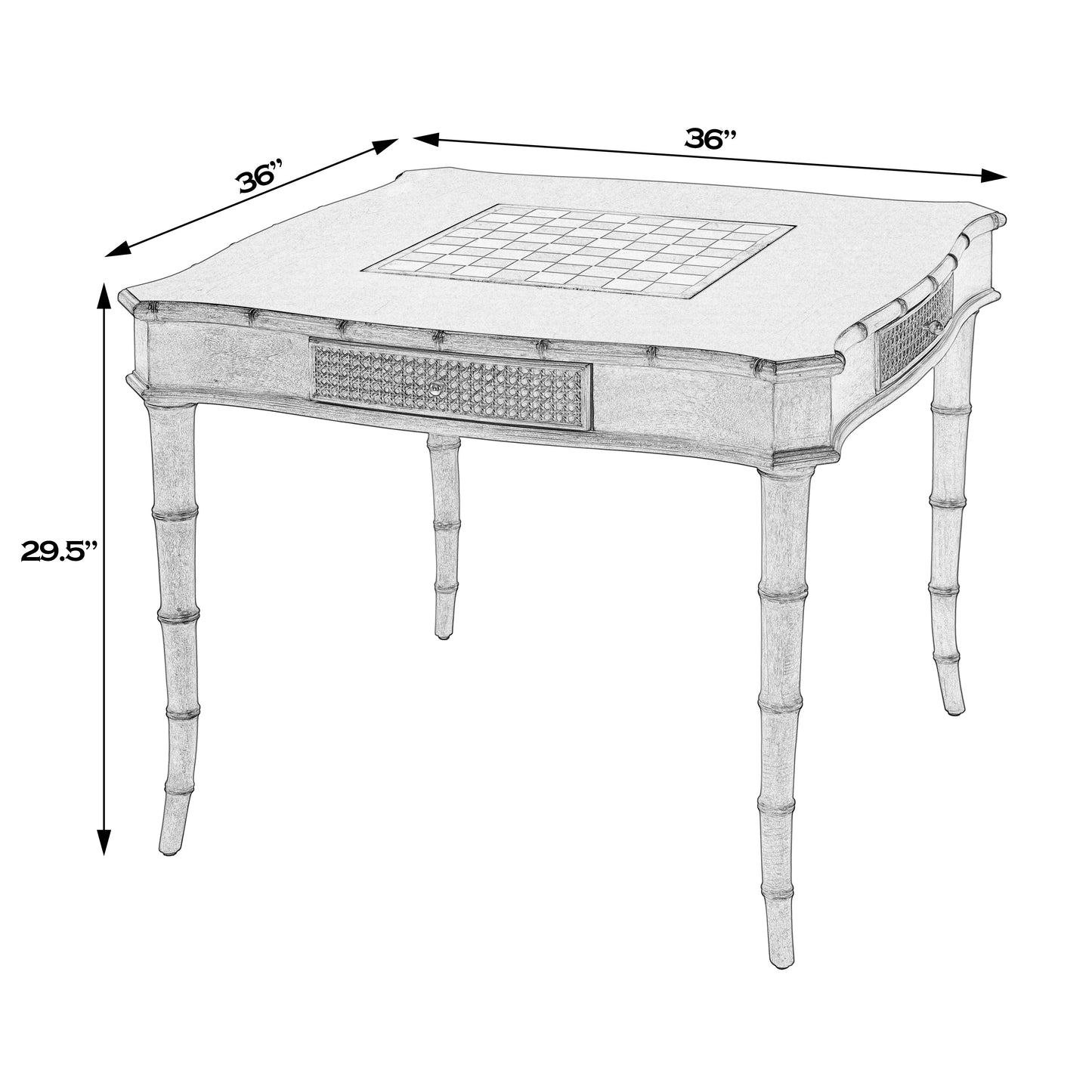 Butler Specialty Company Osman 36 in. W Square Wood Chess-Checker Board Game Table with Storage Drawers, Light Brown
