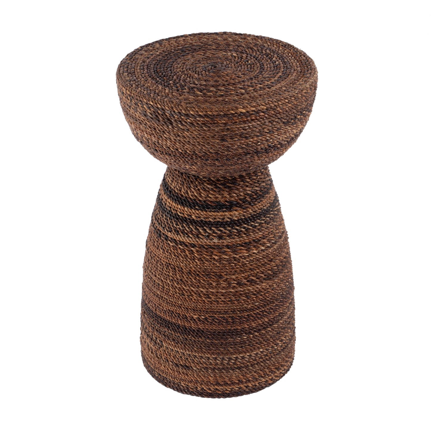 Butler Specialty Company Bagshawe 13 in. W Round Wood and Abaca Rope Inlay Drum Side Table, Brown
