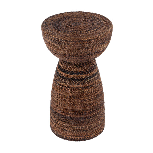 Butler Specialty Company Bagshawe 13 in. W Round Wood and Abaca Rope Inlay Drum Side Table, Brown
