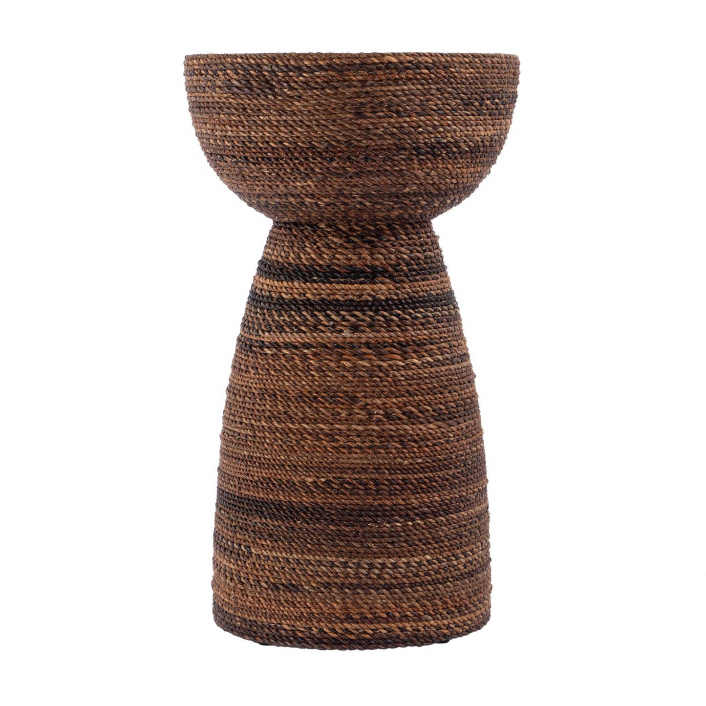Butler Specialty Company Bagshawe 13 in. W Round Wood and Abaca Rope Inlay Drum Side Table, Brown