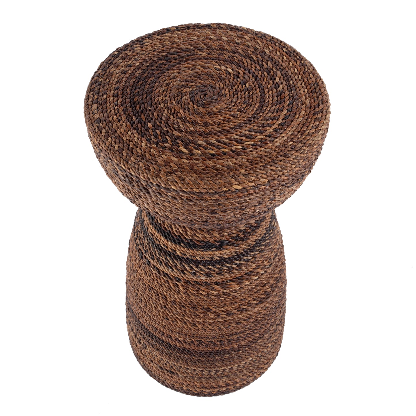 Butler Specialty Company Bagshawe 13 in. W Round Wood and Abaca Rope Inlay Drum Side Table, Brown
