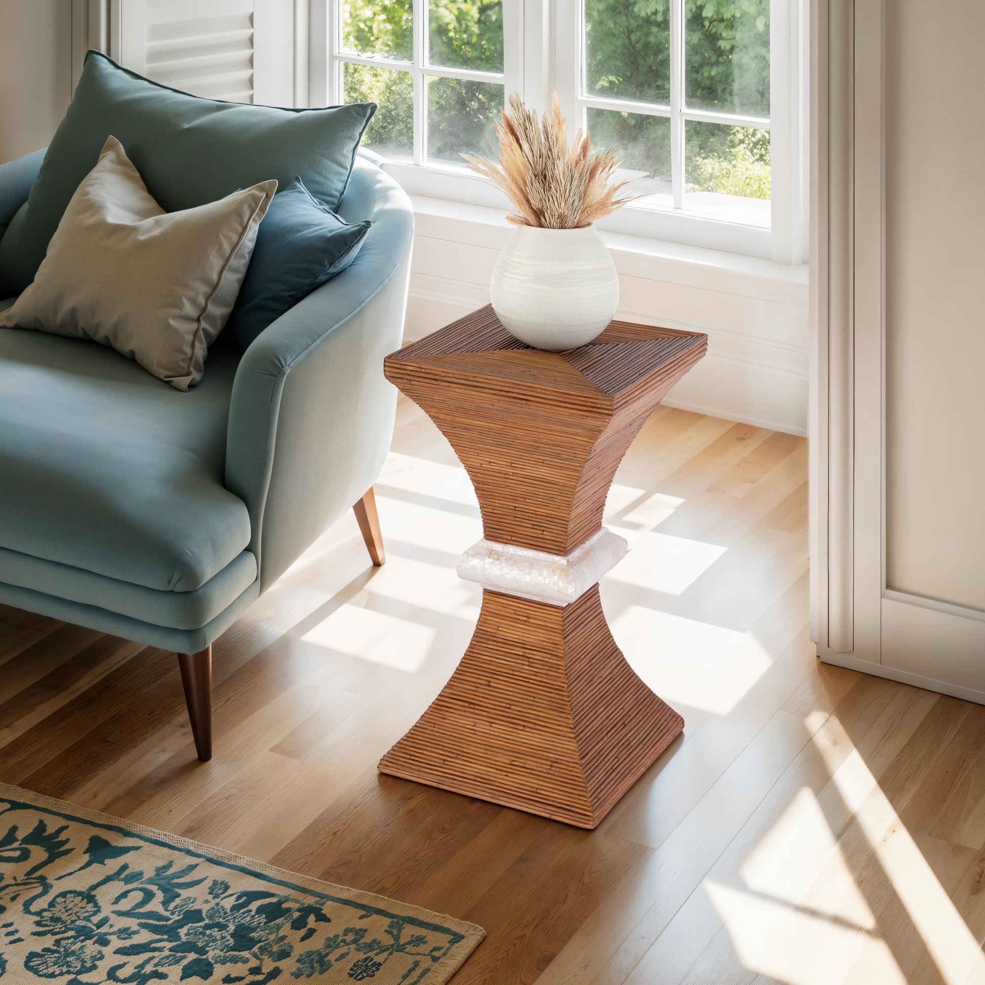 Butler Specialty Company Marikit 13 in. W Square Wood and Arorog Inlay Side Table, Brown
