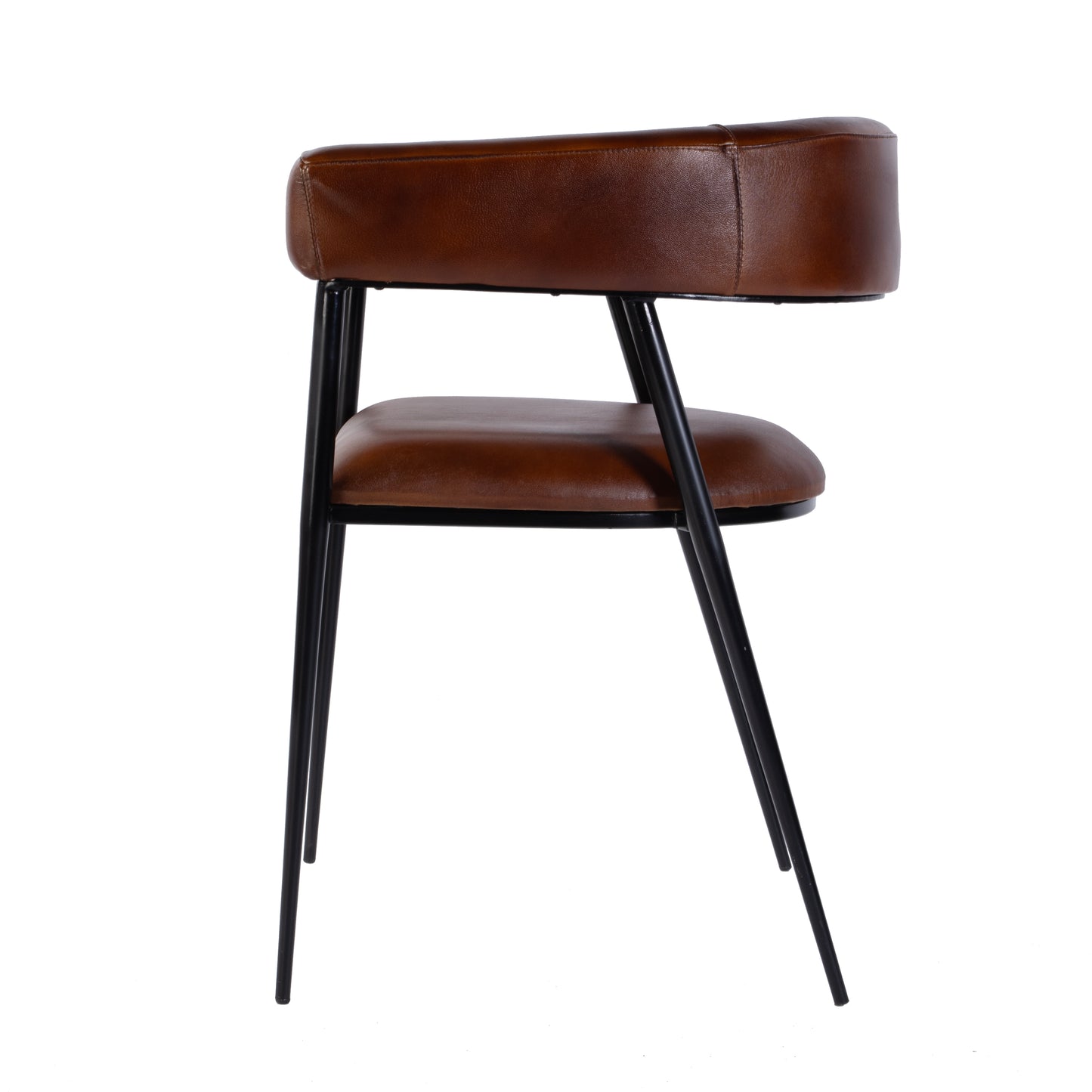 Butler Specialty Company Dallas 19.5 in. Seat Height Leather and Iron Cushioned Dining Chair with Arms, Medium Brown