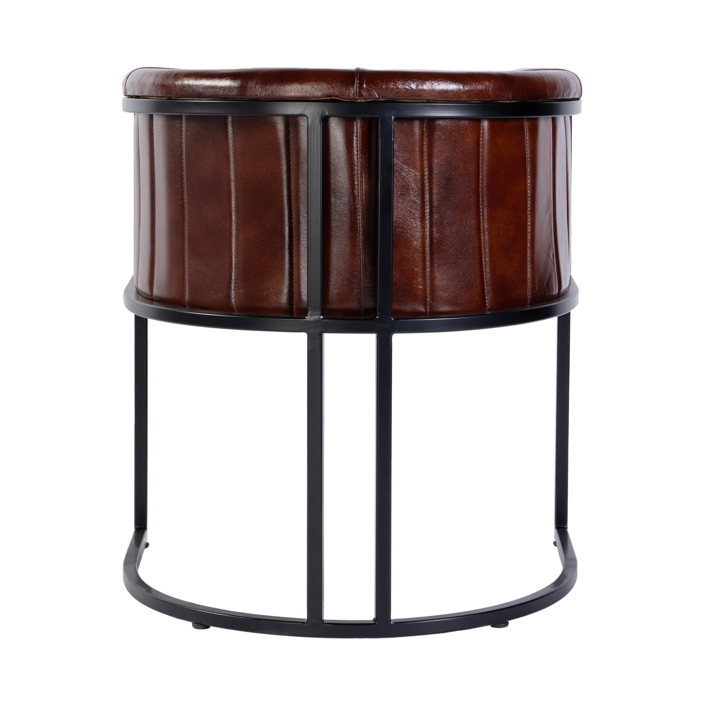 Butler Specialty Company Rockford 19 in. Seat Height Leather and Iron Barrel Accent Chair, Black, Brown