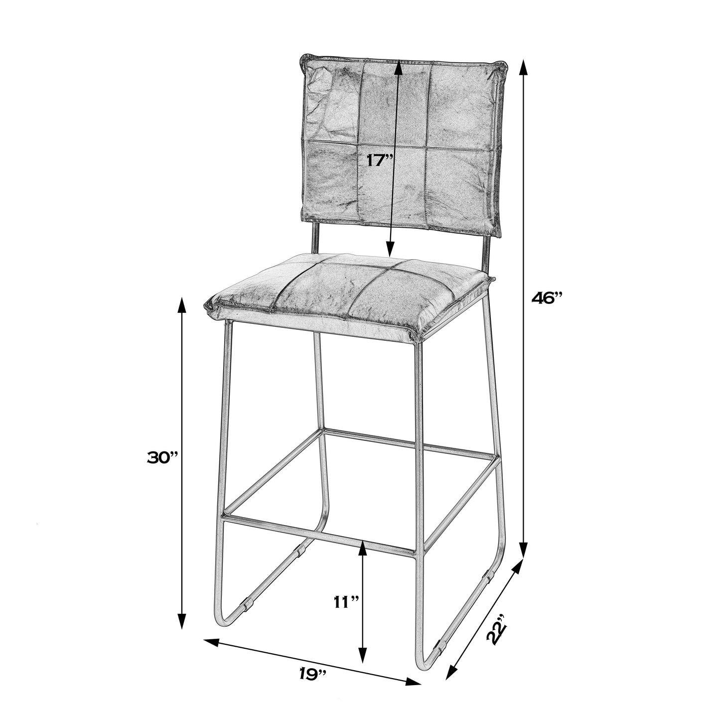 Butler Specialty Company Niles 30 in. Seat Height Leather and Iron Bar Stool with Footrest, Brown, Black