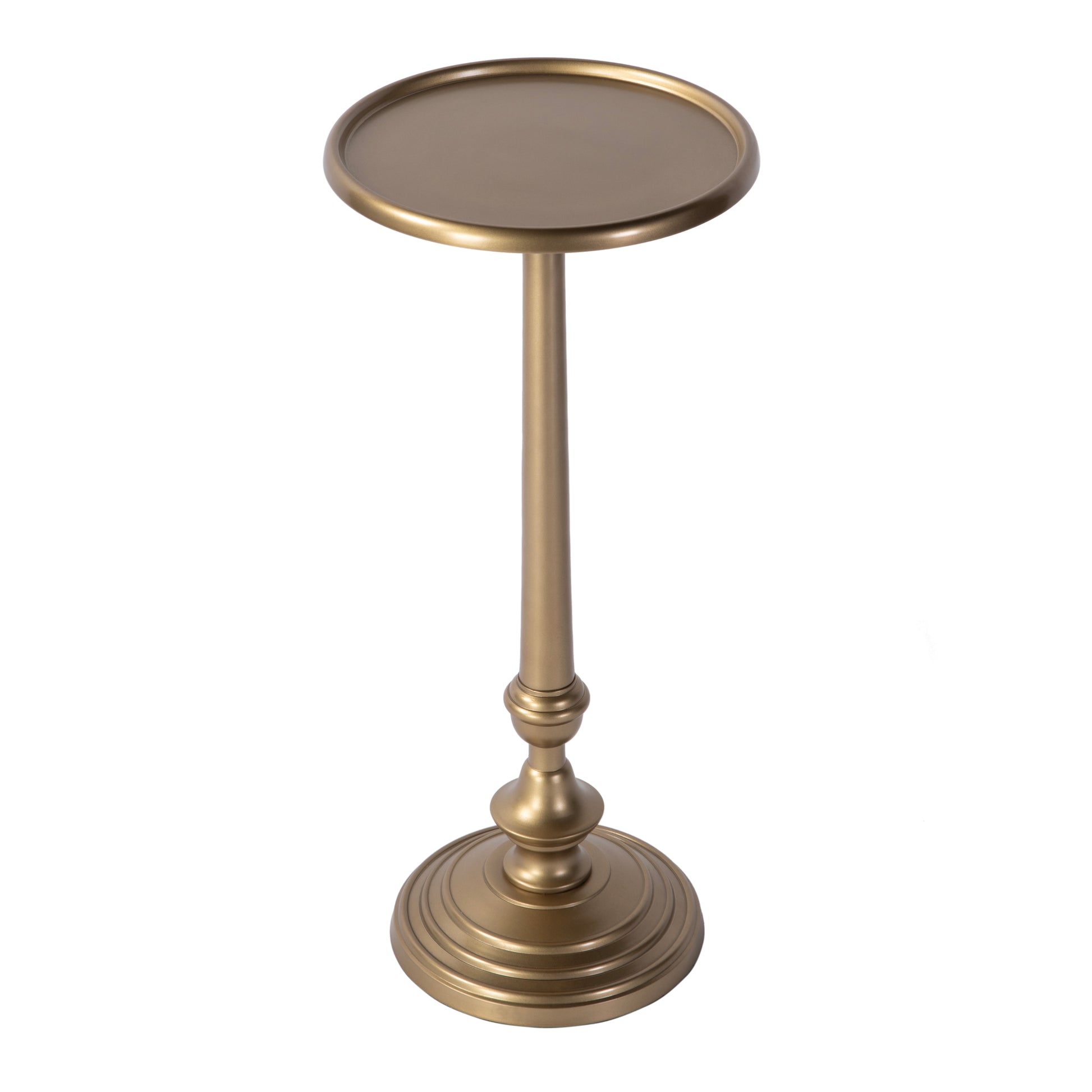 Butler Specialty Company Astoria 10 in. W Round Metal Pedestal Base End Table, Antique Gold