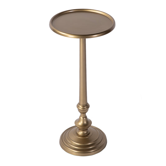 Butler Specialty Company Astoria 10 in. W Round Metal Pedestal Base End Table, Antique Gold