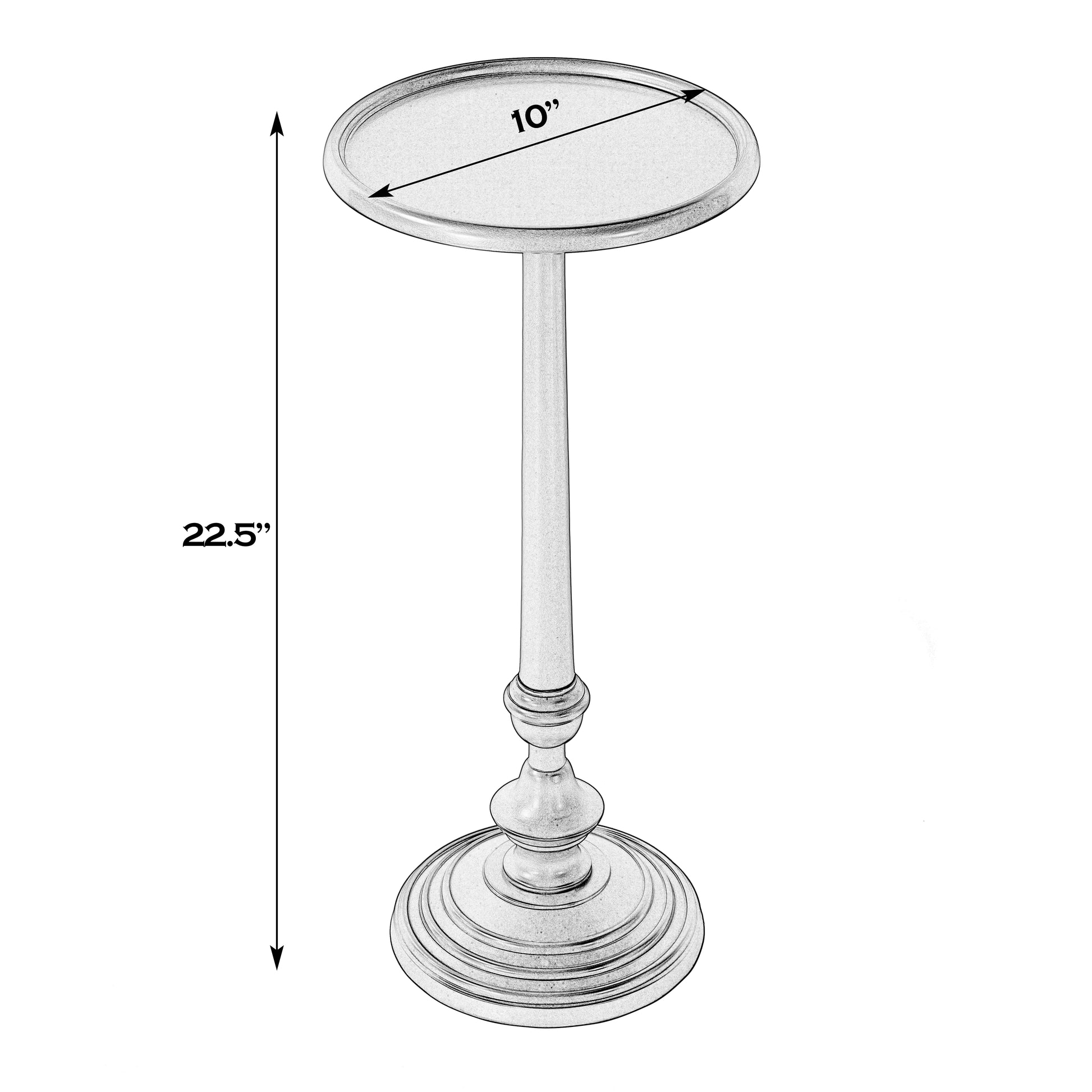 Butler Specialty Company Astoria 10 in. W Round Metal Pedestal Base End Table, Antique Gold