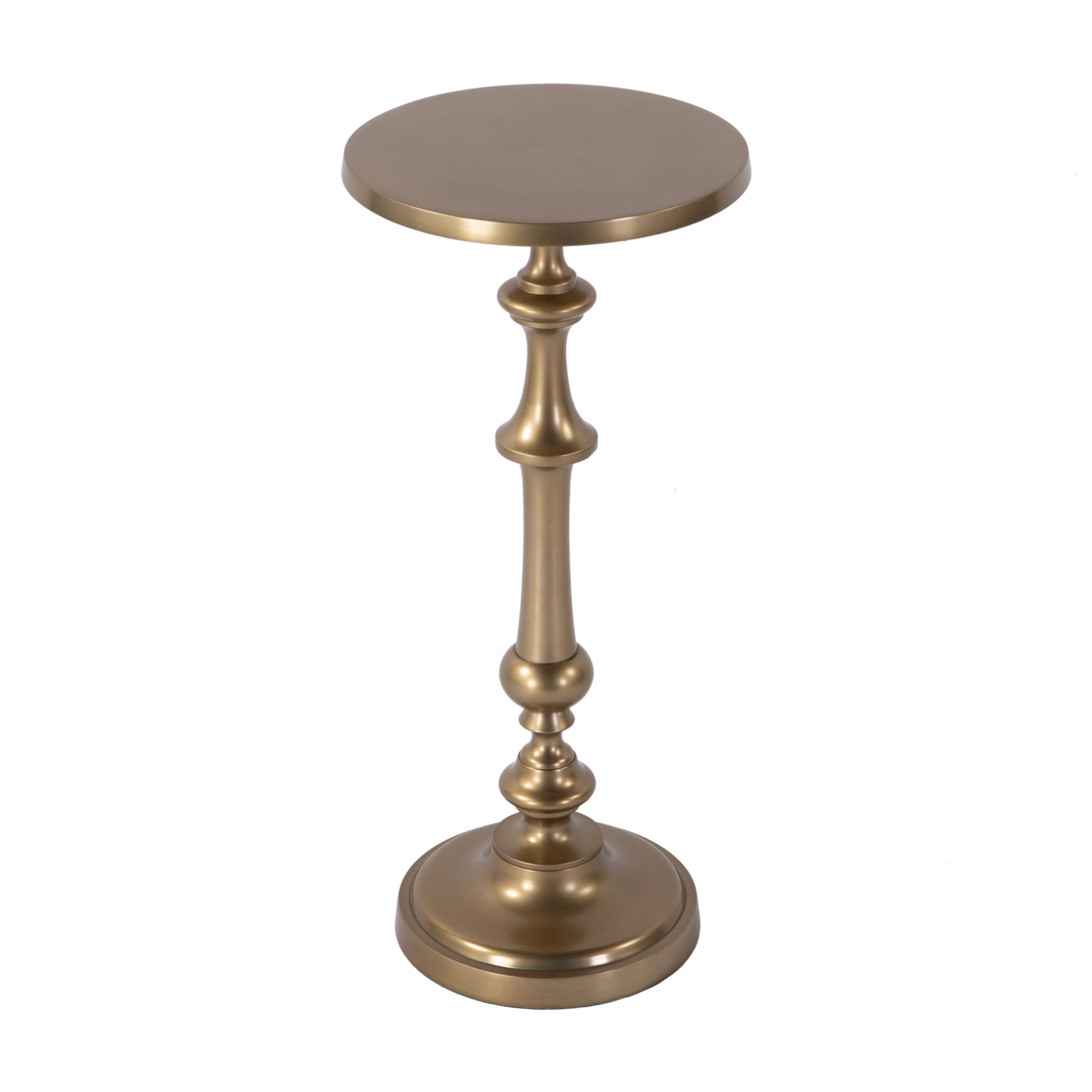 Butler Specialty Company Bartel 10.25 in. W Round Metal Pedestal Base End Table, Antique Gold