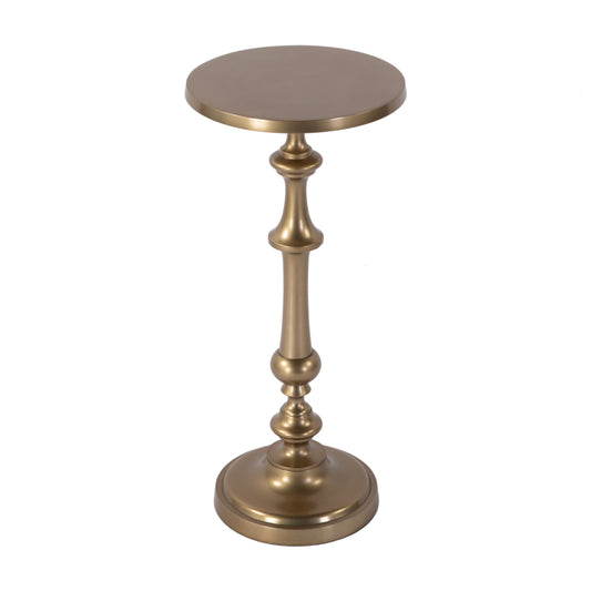 Butler Specialty Company Bartel 10.25 in. W Round Metal Pedestal Base End Table, Antique Gold