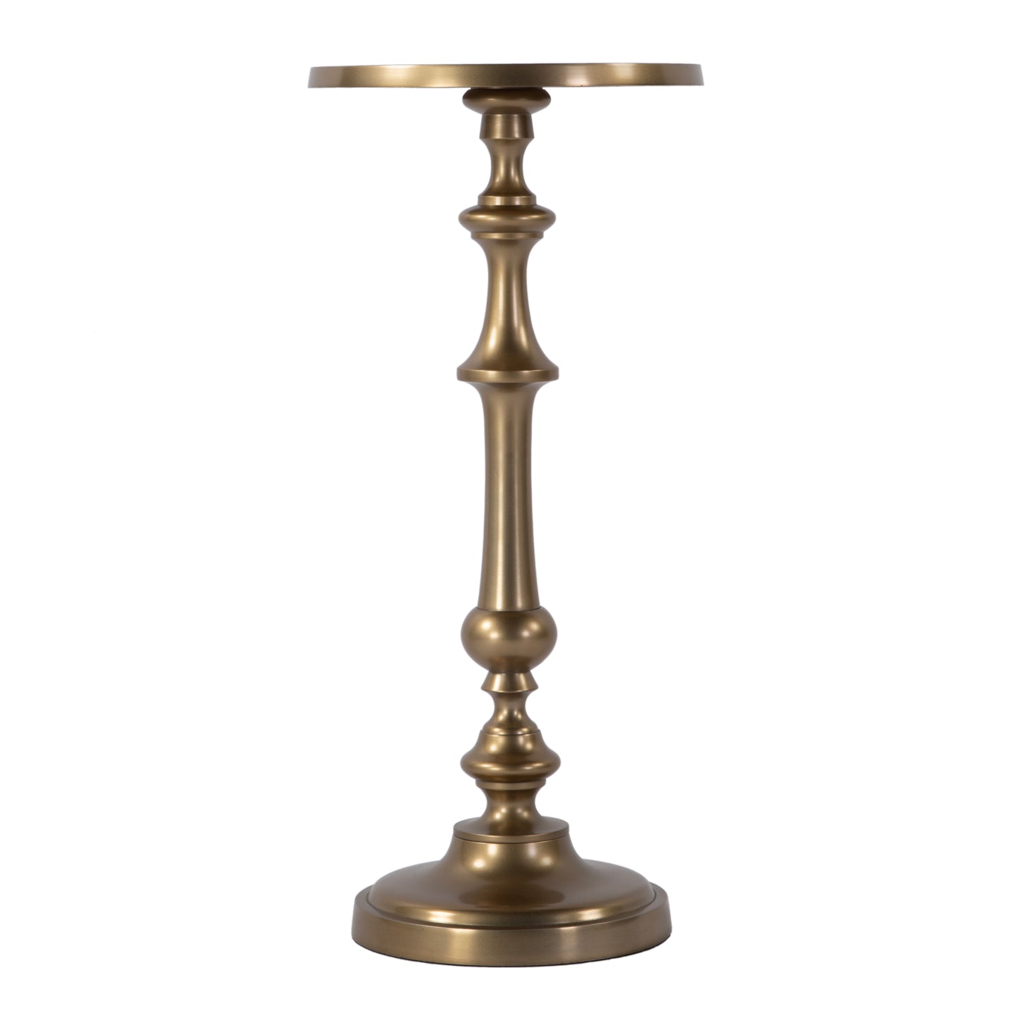 Butler Specialty Company Bartel 10.25 in. W Round Metal Pedestal Base End Table, Antique Gold