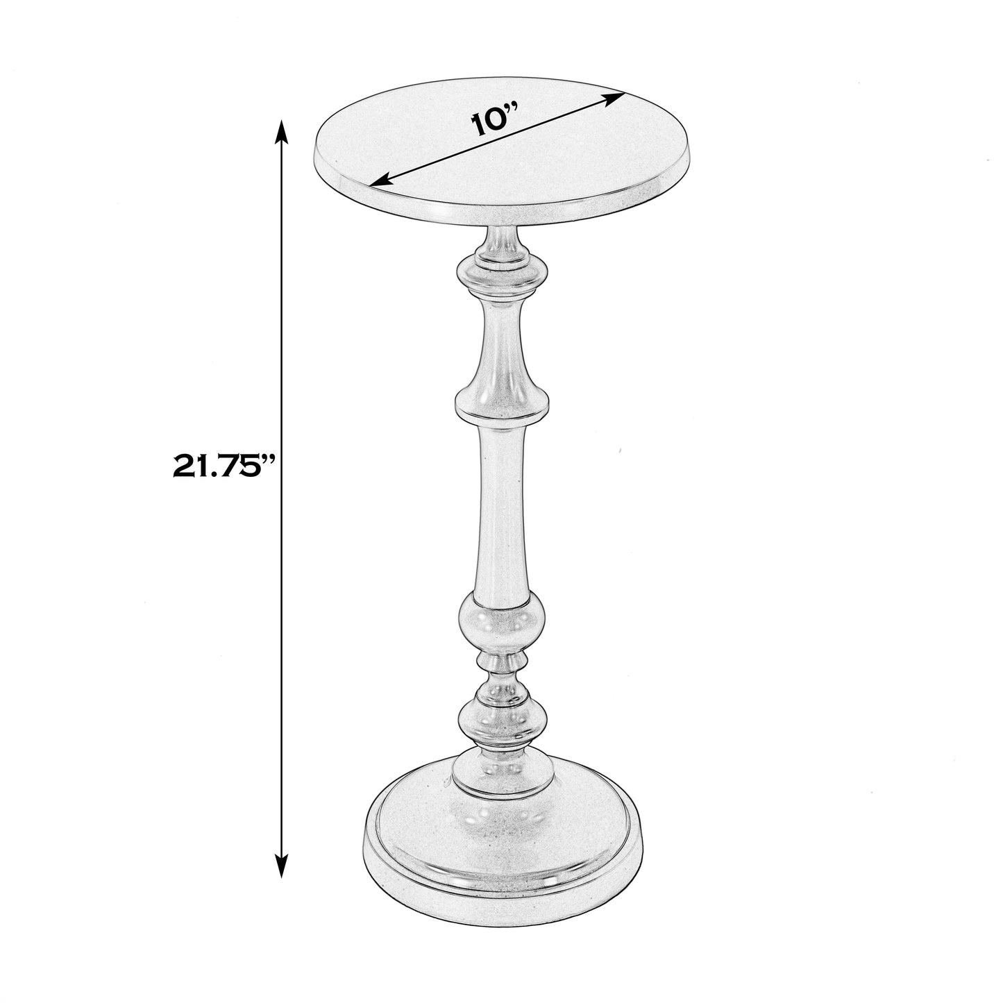 Butler Specialty Company Bartel 10.25 in. W Round Metal Pedestal Base End Table, Antique Gold
