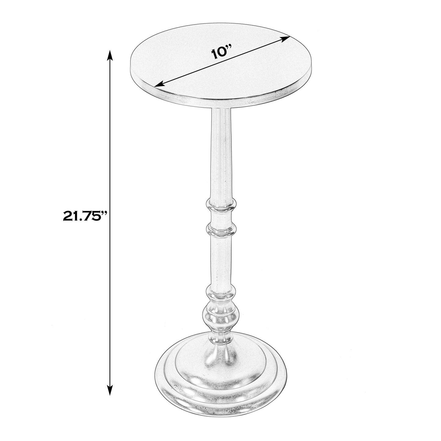 Butler Specialty Company Garland 10 in. W Round All Metal Pedestal Base End Table, Silver
