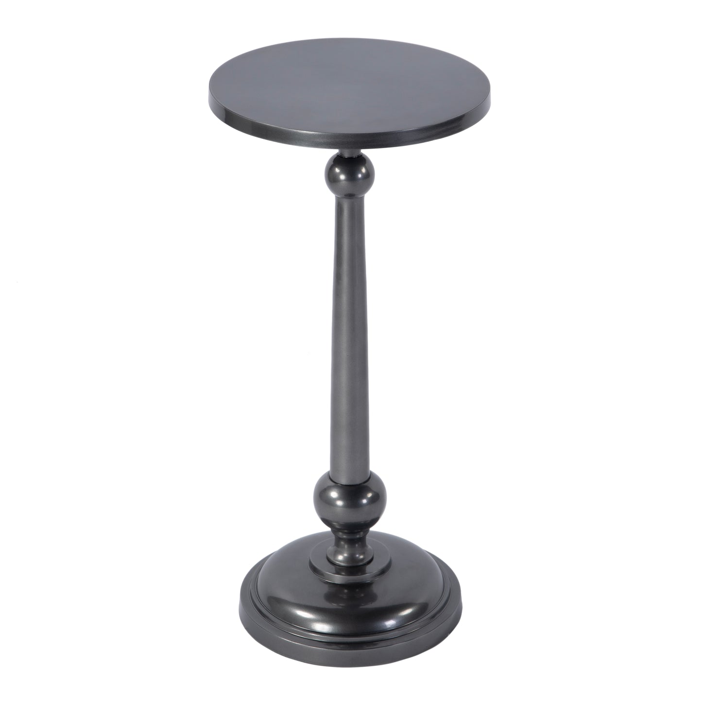 Butler Specialty Company Sterling 10 in. W Round All Metal Pedestal Base End Table, Silver