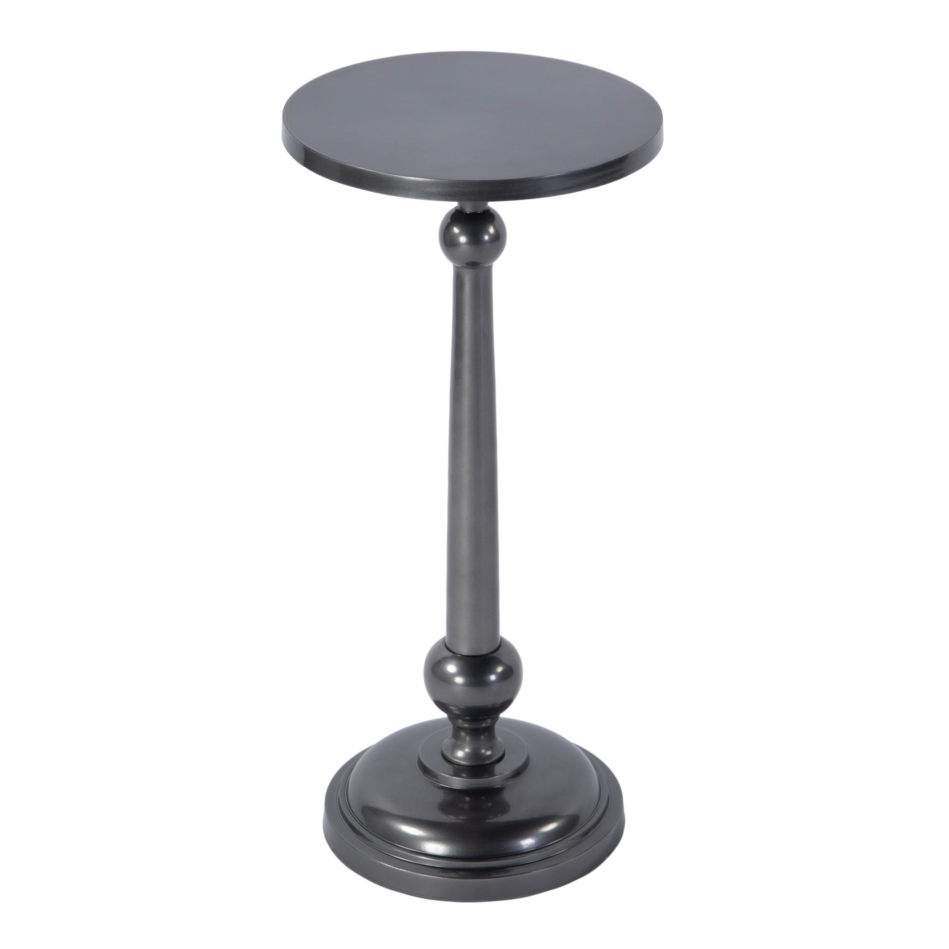Butler Specialty Company Sterling 10 in. W Round All Metal Pedestal Base End Table, Silver