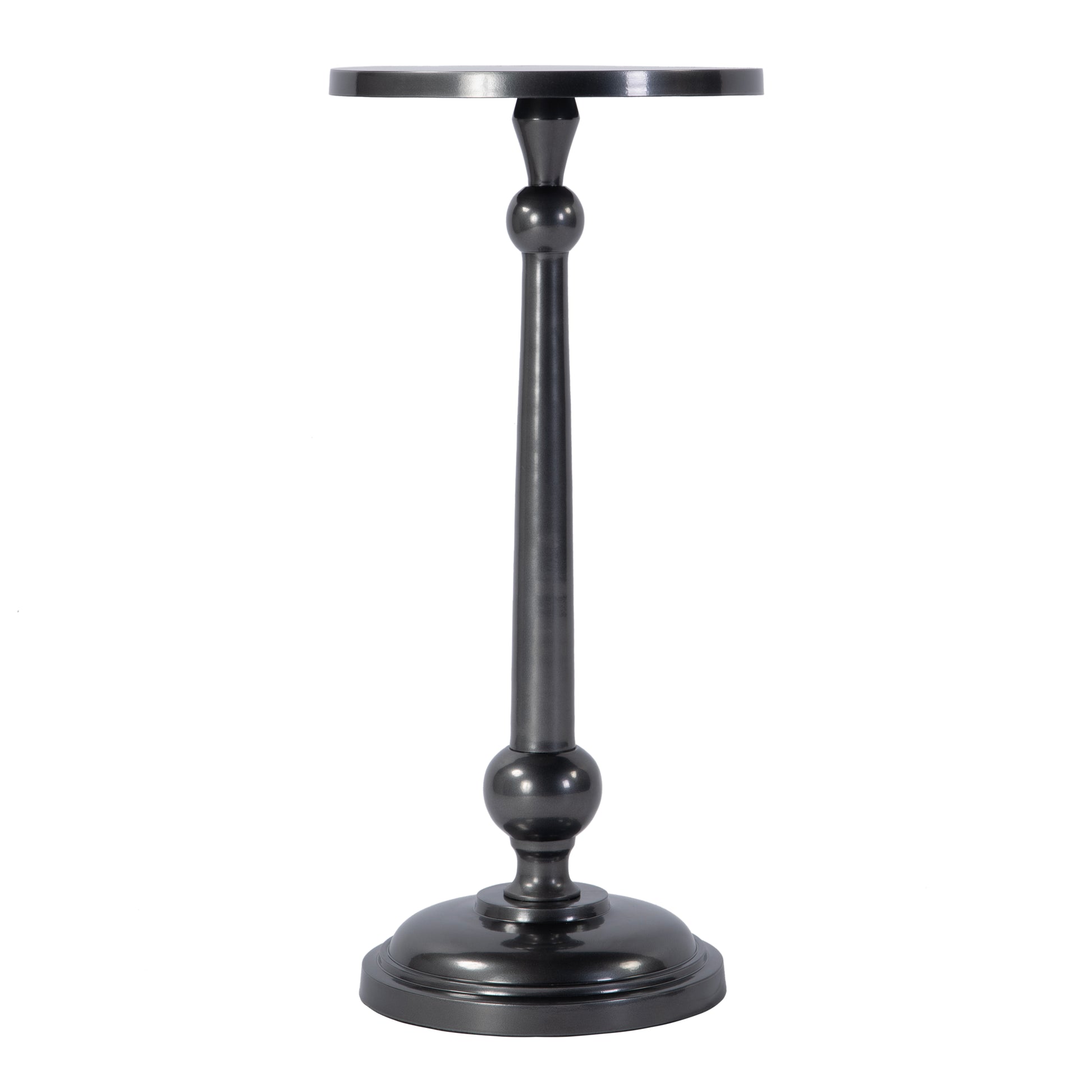 Butler Specialty Company Sterling 10 in. W Round All Metal Pedestal Base End Table, Silver