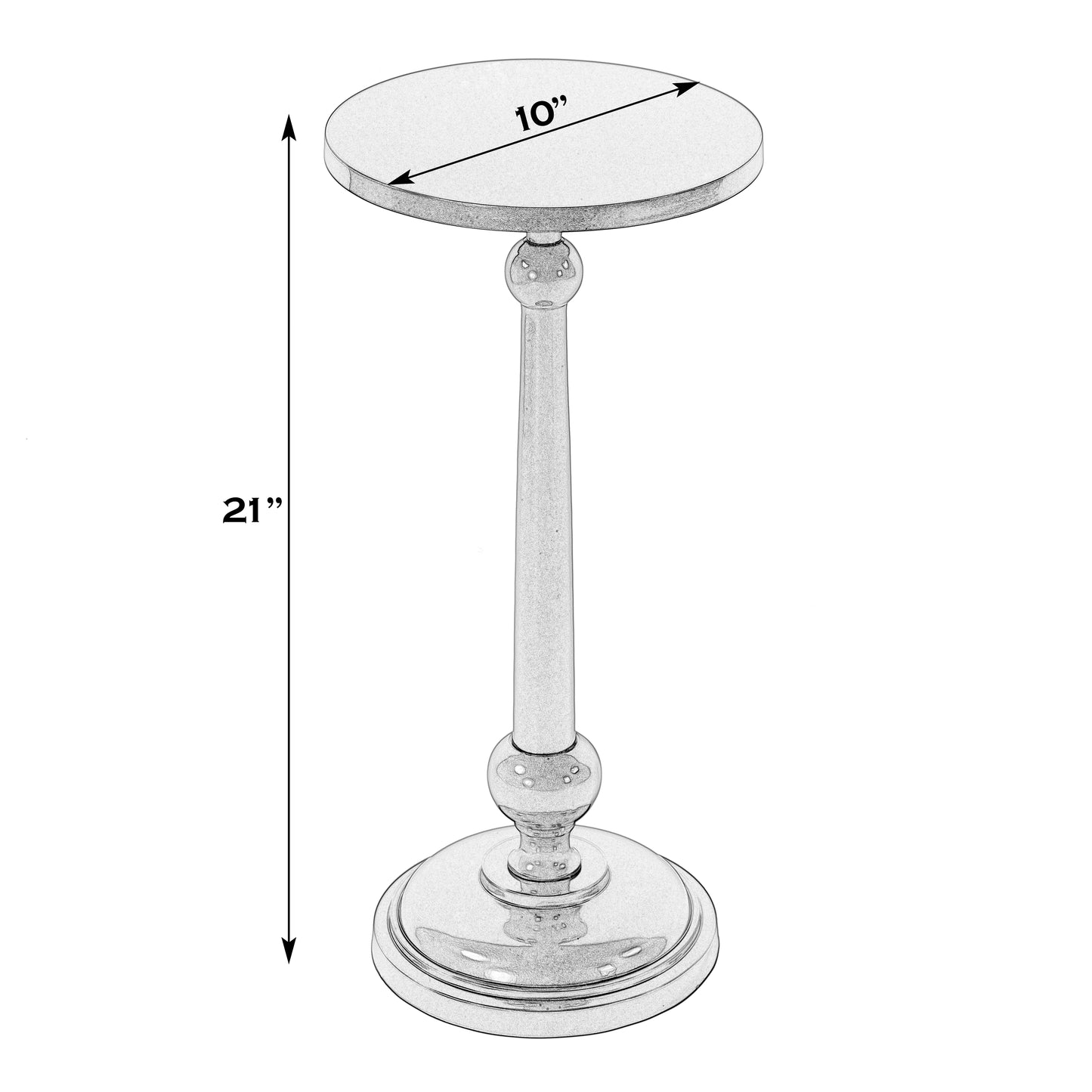 Butler Specialty Company Sterling 10 in. W Round All Metal Pedestal Base End Table, Silver