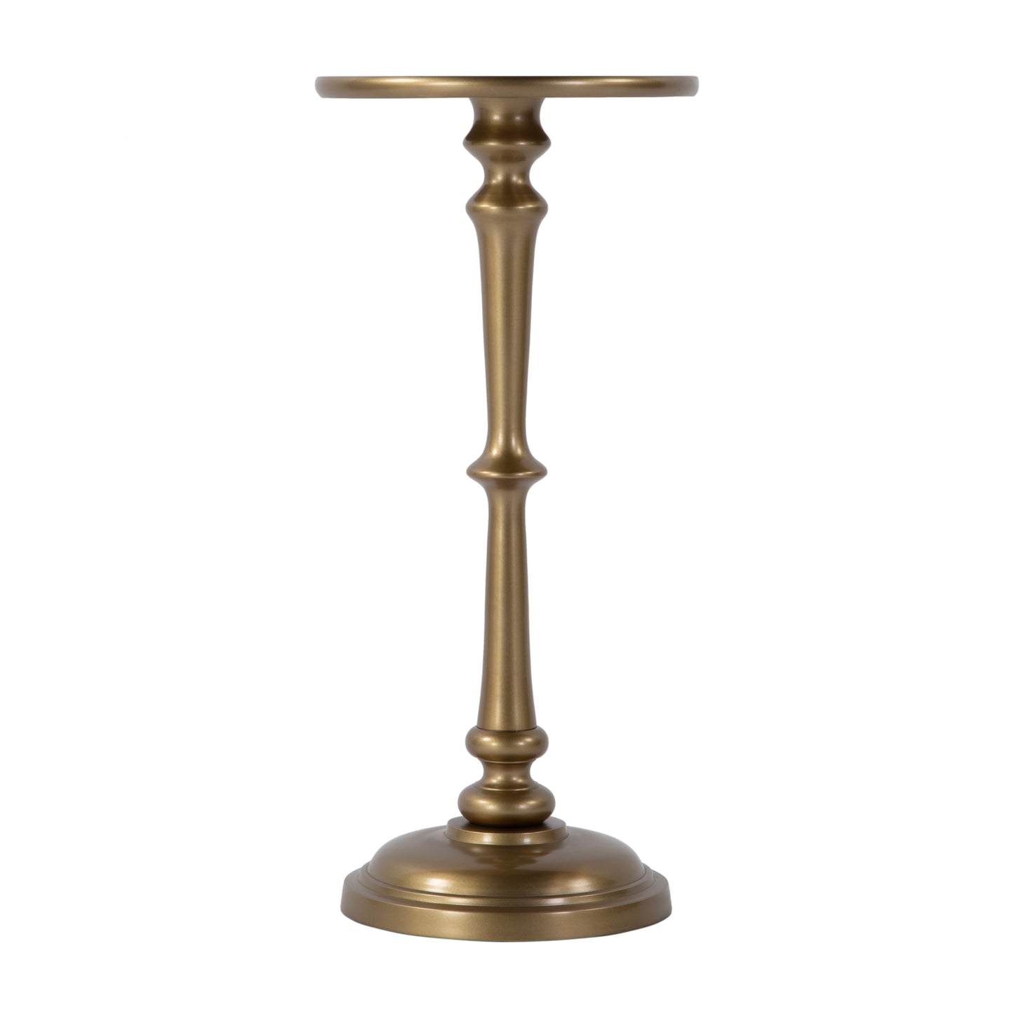 Butler Specialty Company Alisa 10 in. W Round All Metal Pedestal Base End Table, Antique Gold