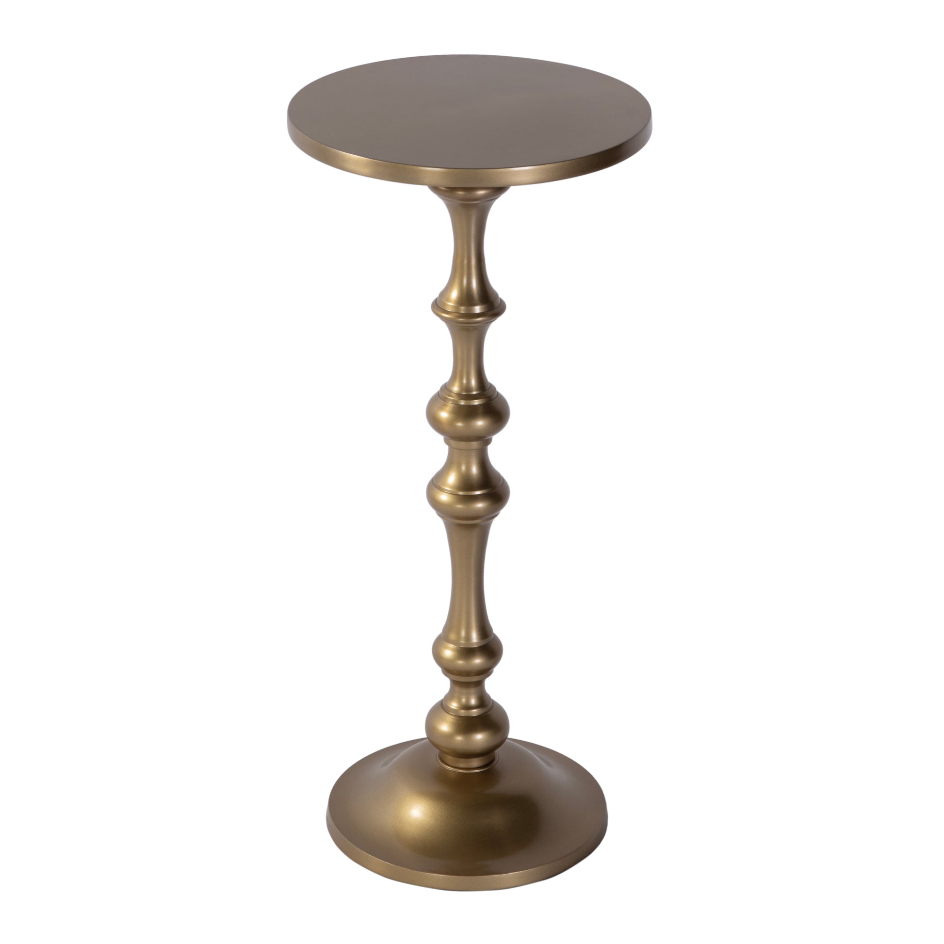 Butler Specialty Company Passeo 10 in. W Round All Metal Pedestal Base End Table, Gold