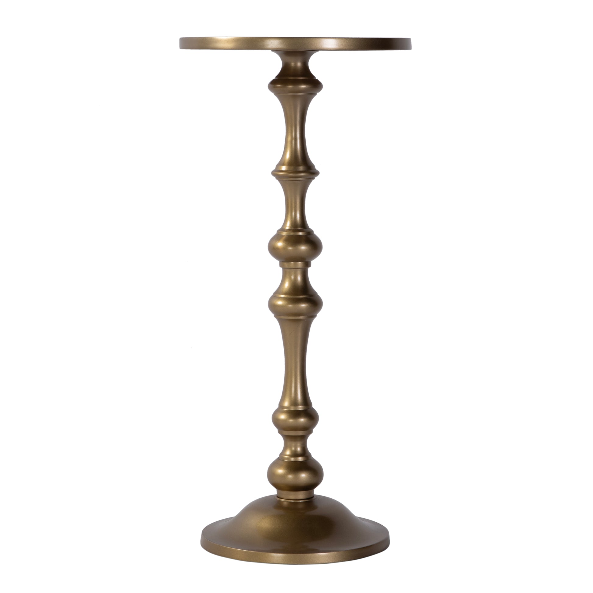Butler Specialty Company Passeo 10 in. W Round All Metal Pedestal Base End Table, Gold