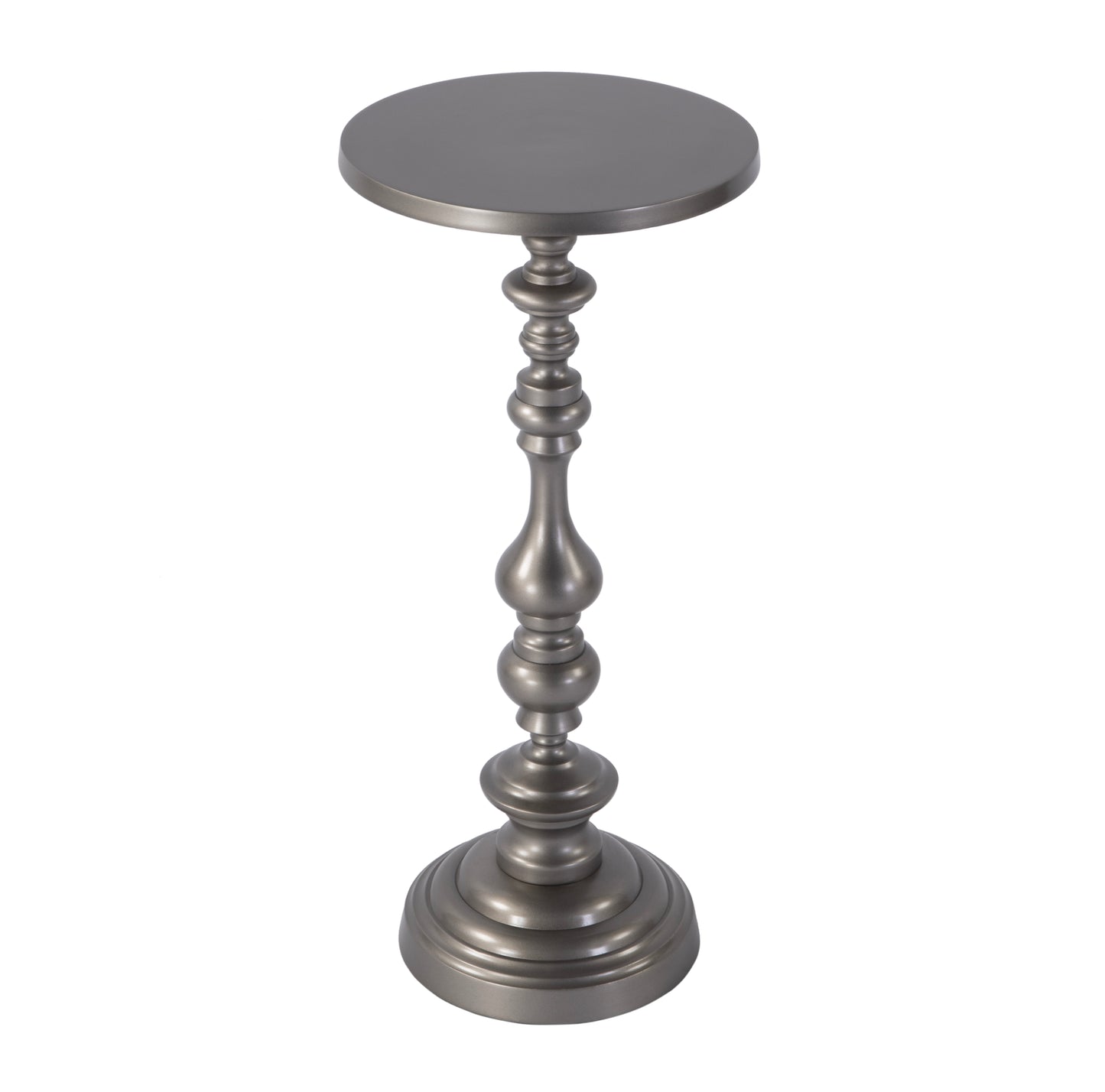 Butler Specialty Company Mario 10 in. W Round All Metal Pedestal Base End Table, Silver