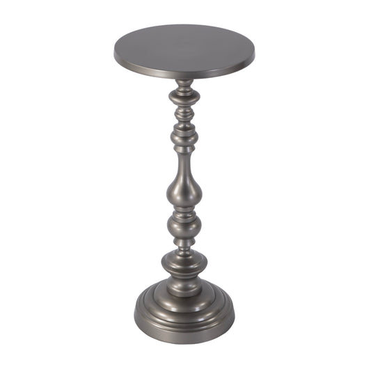 Butler Specialty Company Mario 10 in. W Round All Metal Pedestal Base End Table, Silver