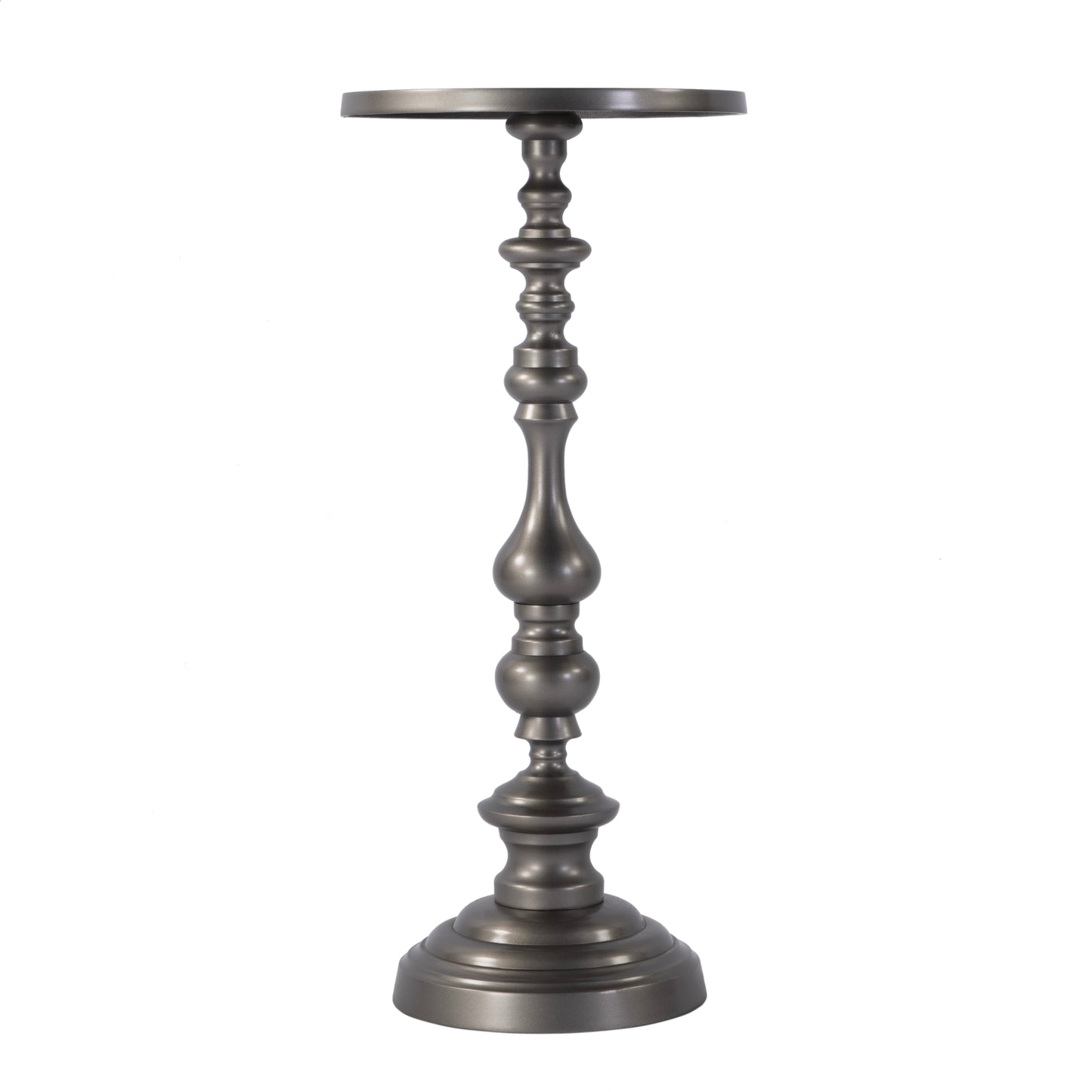 Butler Specialty Company Mario 10 in. W Round All Metal Pedestal Base End Table, Silver