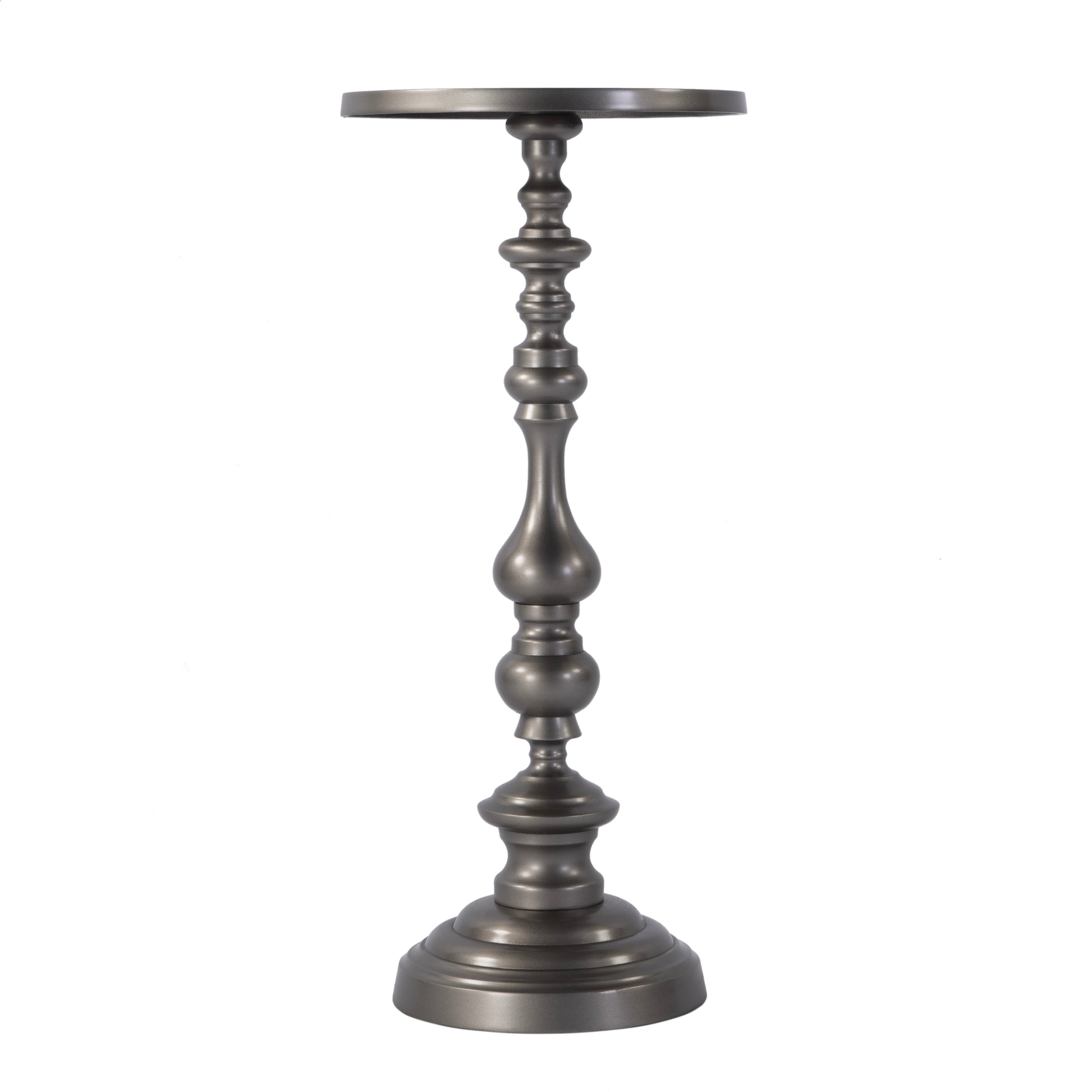 Butler Specialty Company Mario 10 in. W Round All Metal Pedestal Base End Table, Silver
