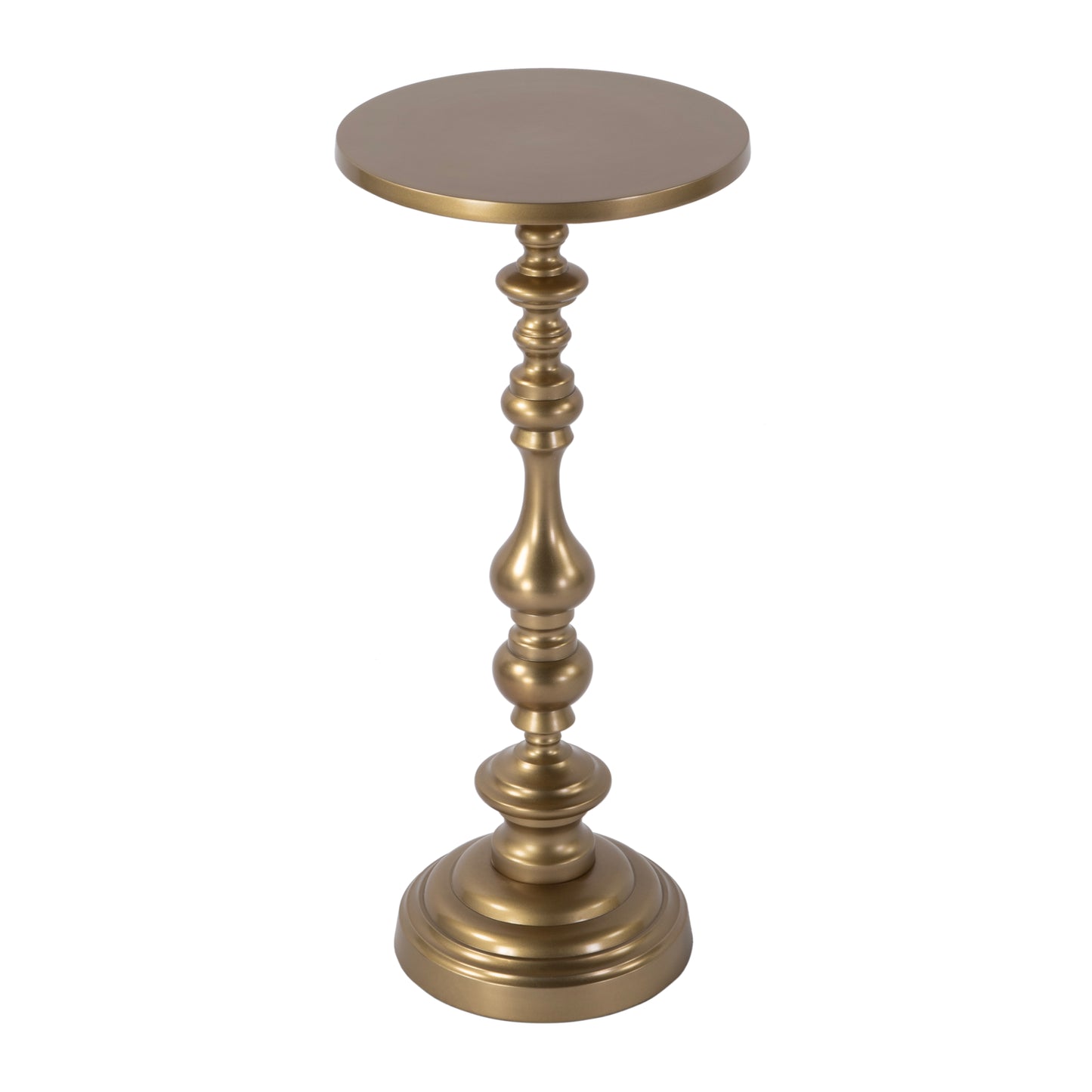 Butler Specialty Company Mario 10 in. W Round All Metal Pedestal Base End Table, Antique Gold