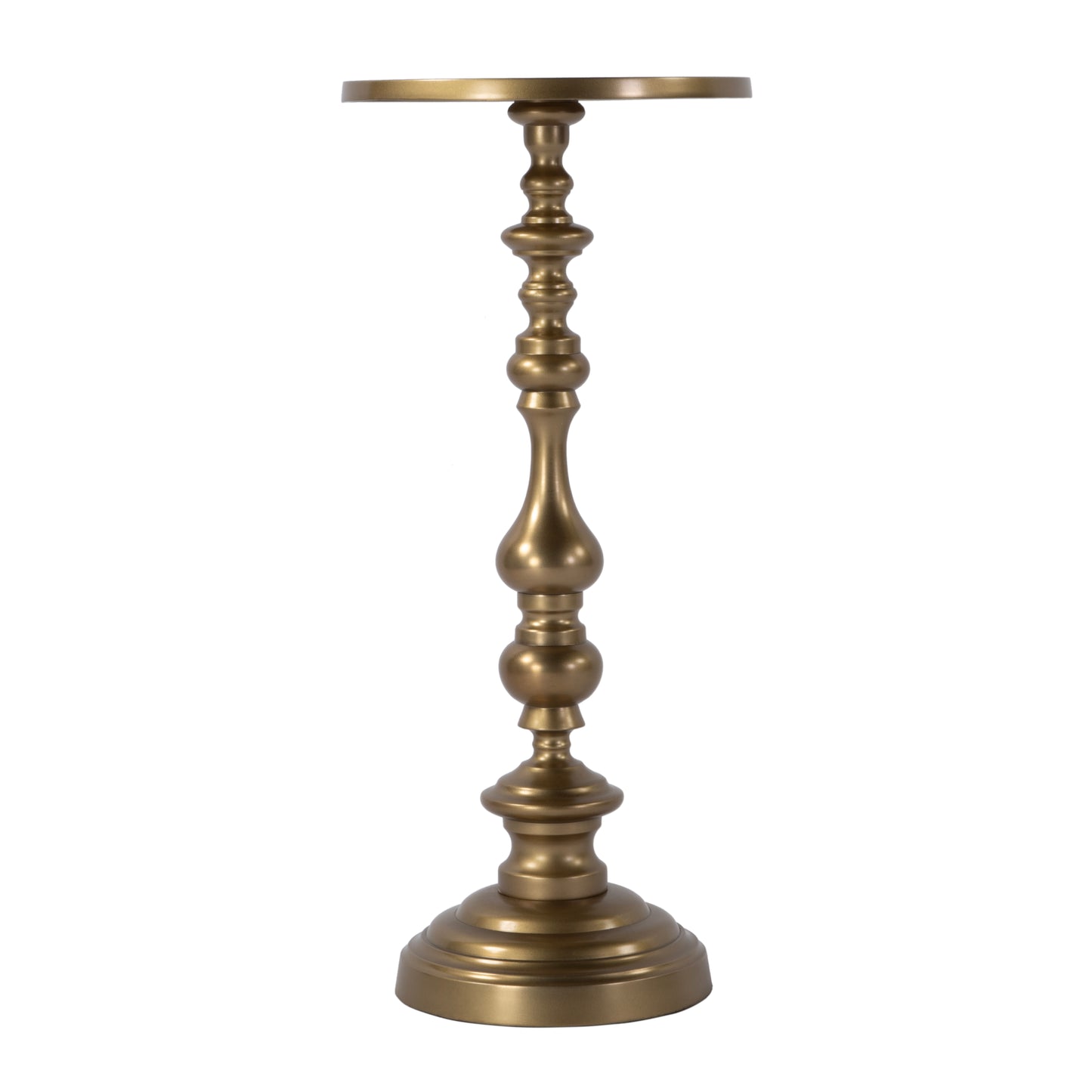 Butler Specialty Company Mario 10 in. W Round All Metal Pedestal Base End Table, Antique Gold