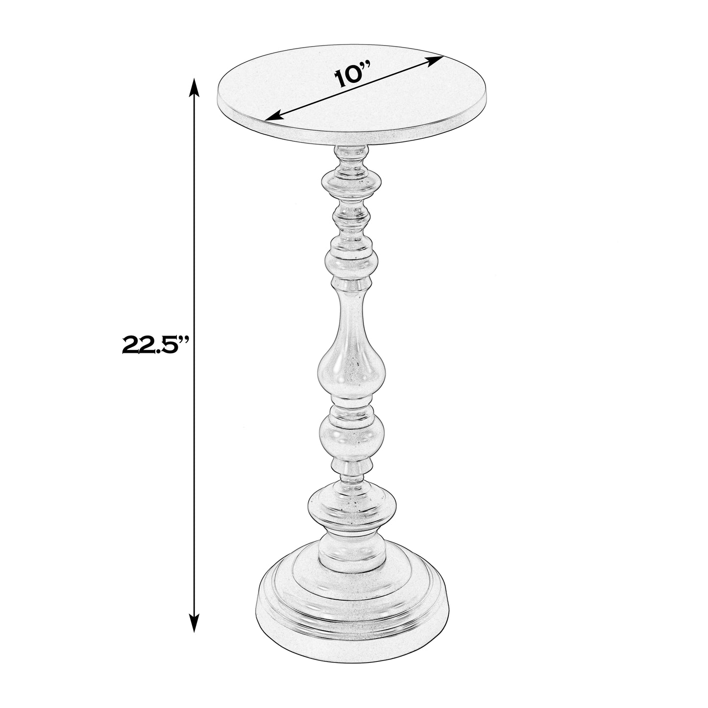 Butler Specialty Company Mario 10 in. W Round All Metal Pedestal Base End Table, Antique Gold