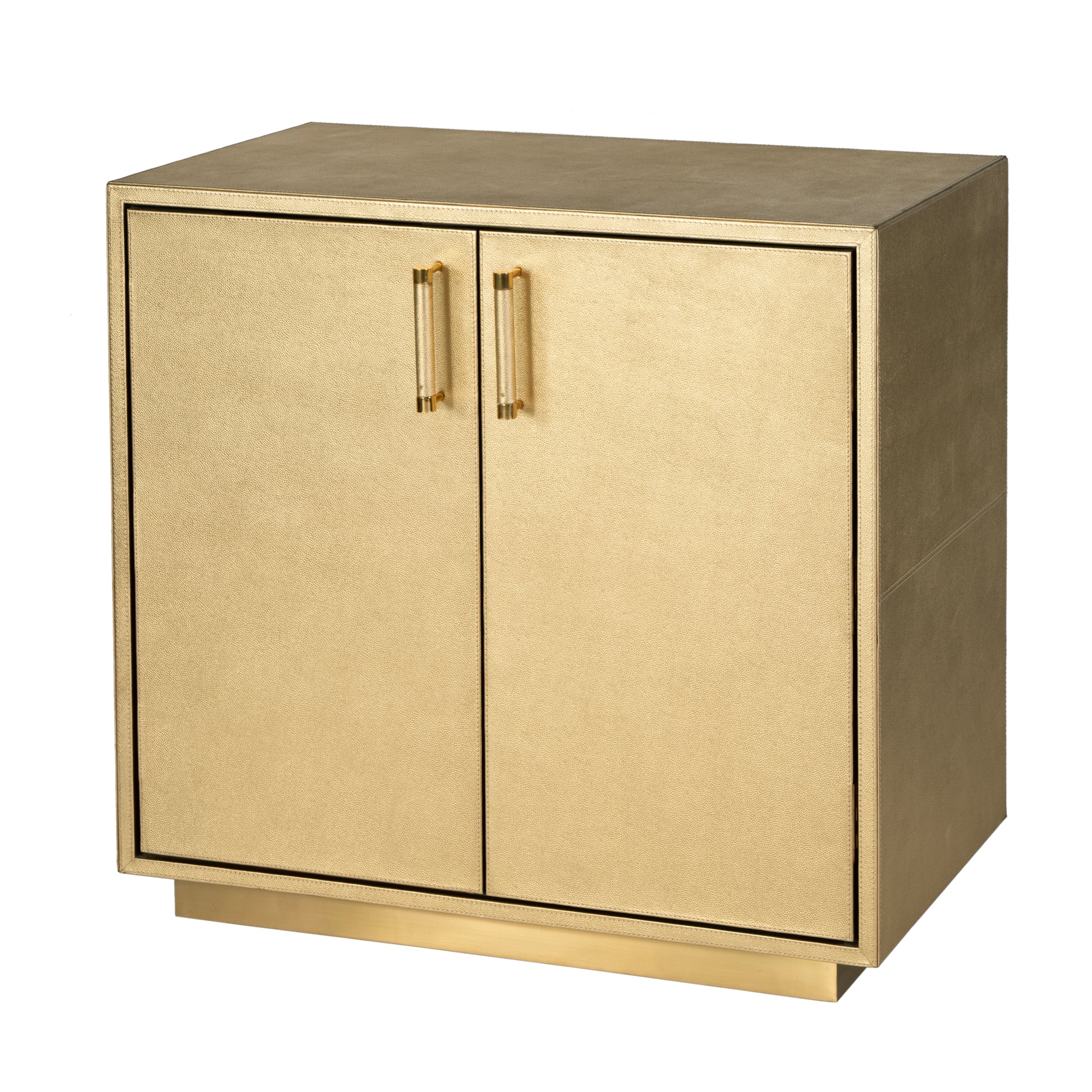 Butler Specialty Company Francois 32 in. W Rectangular Wood and Leather 2 Door Accent Cabinet, Gold