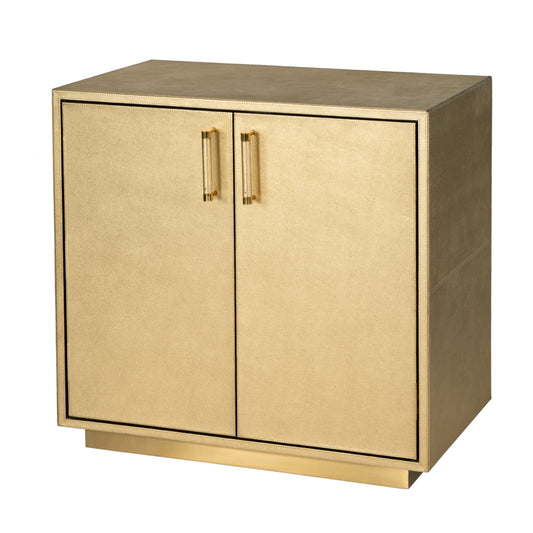 Butler Specialty Company Francois 32 in. W Rectangular Wood and Leather 2 Door Accent Cabinet, Gold