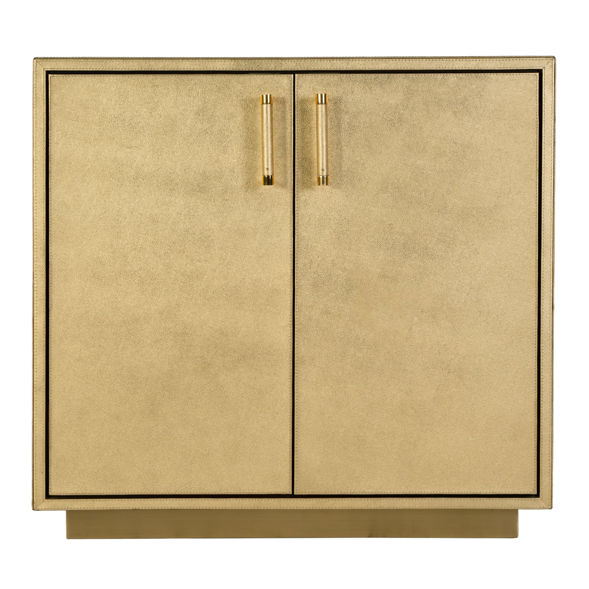 Butler Specialty Company Francois 32 in. W Rectangular Wood and Leather 2 Door Accent Cabinet, Gold