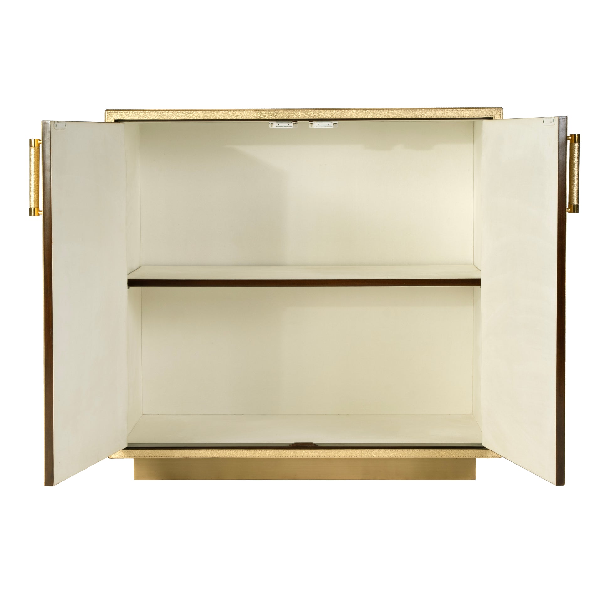 Butler Specialty Company Francois 32 in. W Rectangular Wood and Leather 2 Door Accent Cabinet, Gold