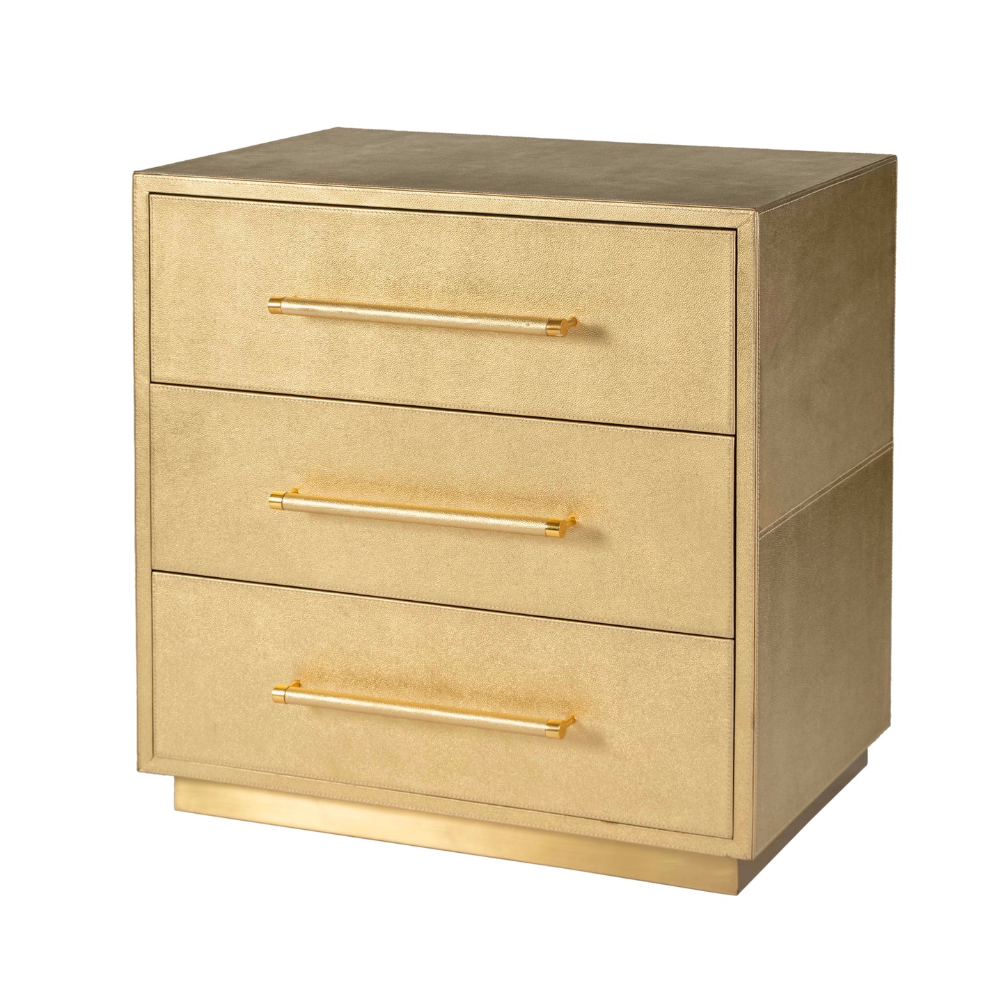 Butler Specialty Company Francois 28 in. W Rectangular Wood and Leather 3 Drawer Accent Chest, Gold