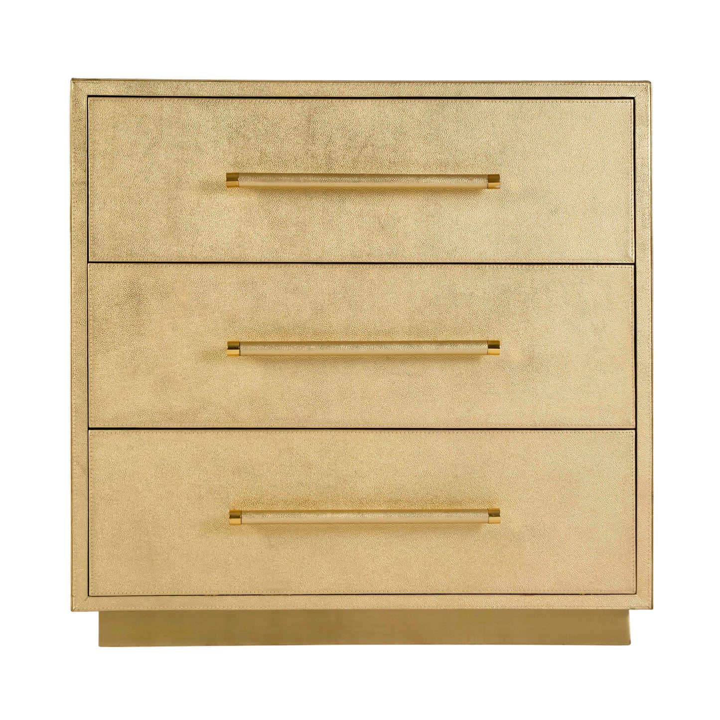 Butler Specialty Company Francois 28 in. W Rectangular Wood and Leather 3 Drawer Accent Chest, Gold