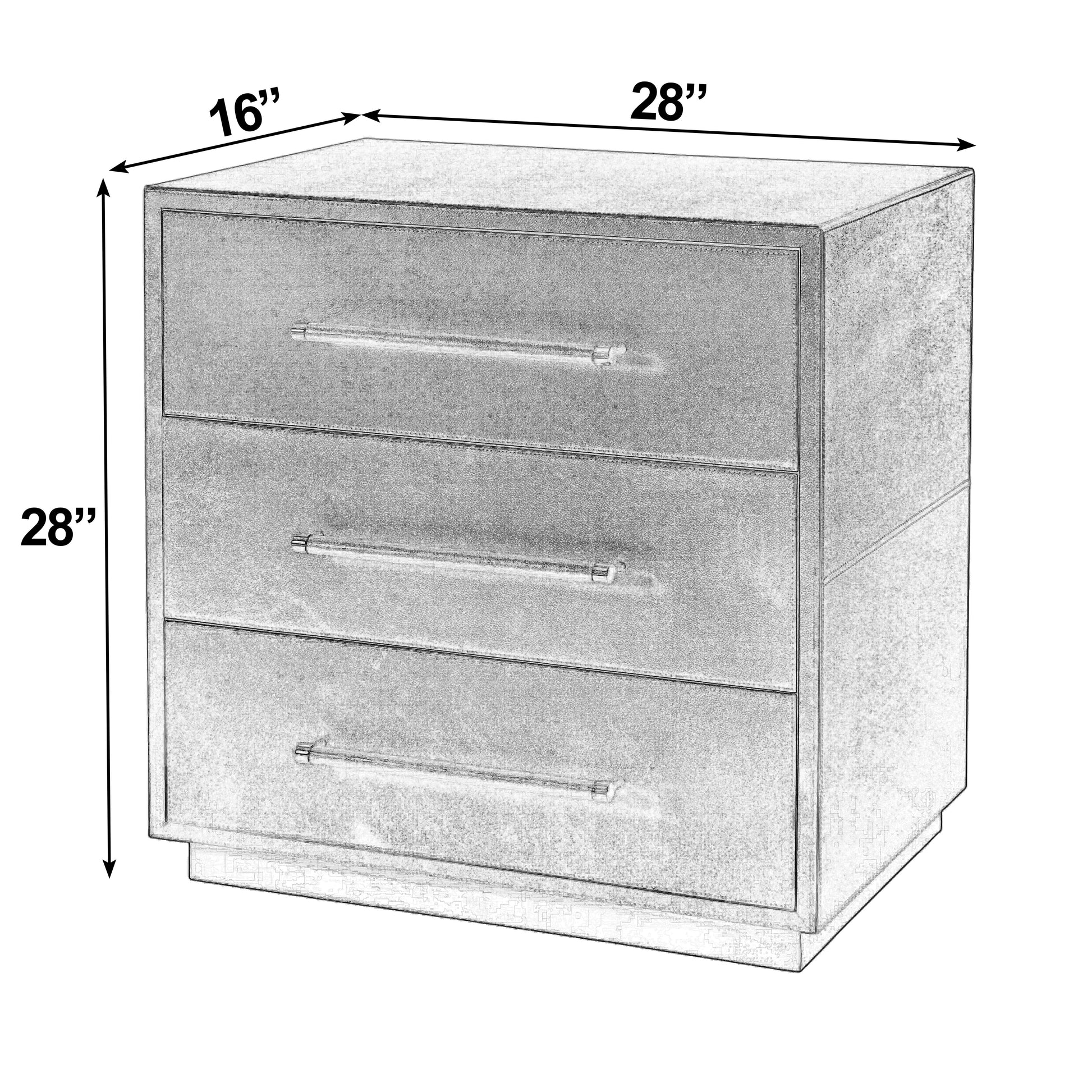 Butler Specialty Company Francois 28 in. W Rectangular Wood and Leather 3 Drawer Accent Chest, Gold