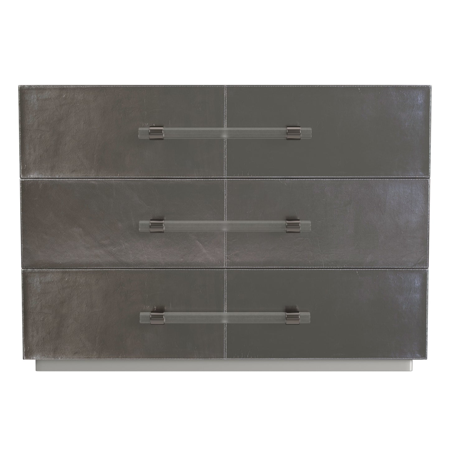 Butler Specialty Company Allman 48 in. W Rectangular Wood and Leather 3 Drawer Accent Chest, Silver