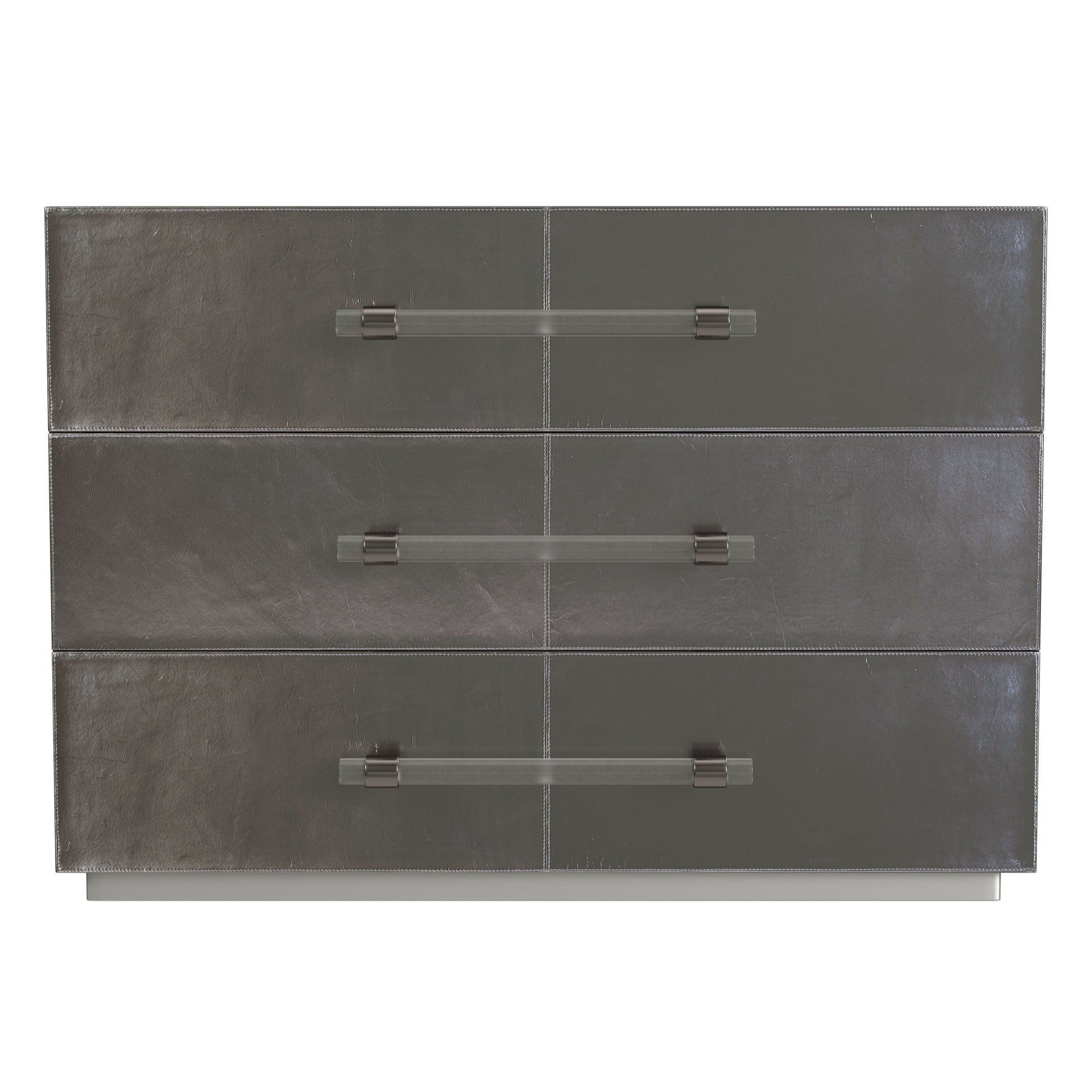 Butler Specialty Company Allman 48 in. W Rectangular Wood and Leather 3 Drawer Accent Chest, Silver