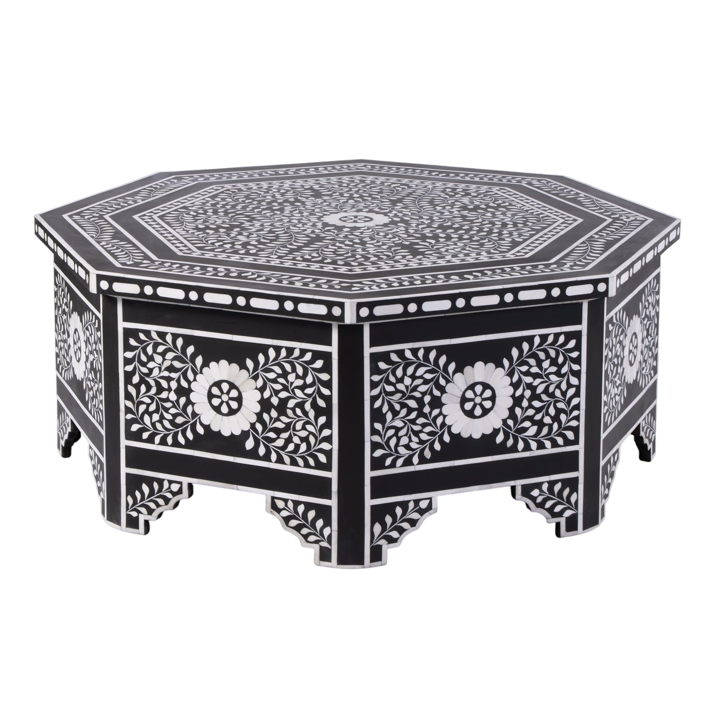 Butler Specialty Company Blackwell 40.25 in. W Octagonal Bone In-Lay 1 Drawer Coffee Table, Black, White