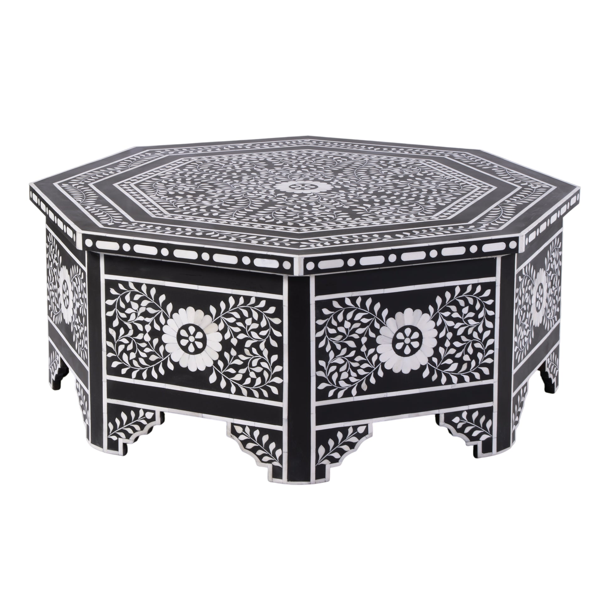 Butler Specialty Company Blackwell 40.25 in. W Octagonal Bone In-Lay 1 Drawer Coffee Table, Black, White