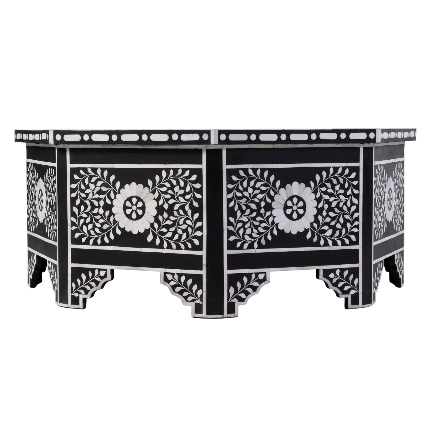 Butler Specialty Company Blackwell 40.25 in. W Octagonal Bone In-Lay 1 Drawer Coffee Table, Black, White