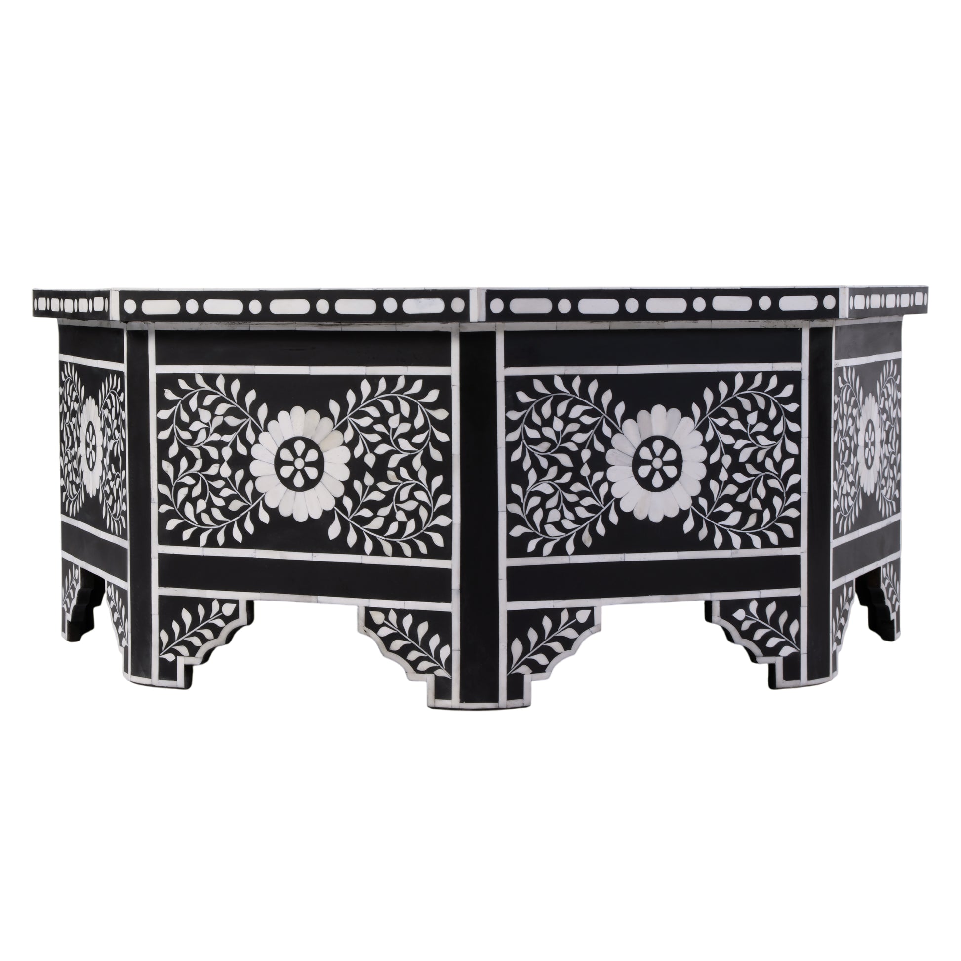 Butler Specialty Company Blackwell 40.25 in. W Octagonal Bone In-Lay 1 Drawer Coffee Table, Black, White
